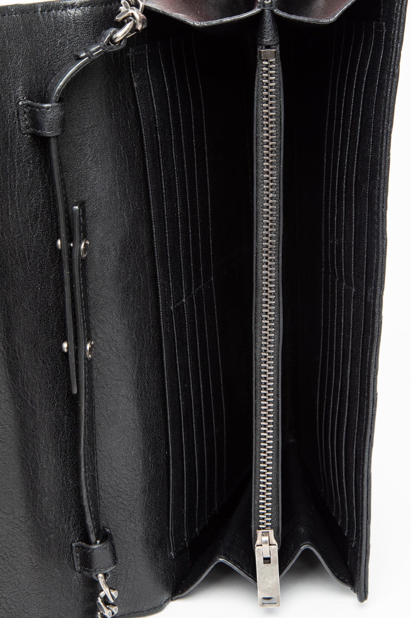 Saint Laurent Limited Edition Black Quilted Leather Embellished Monogramme Envelope Chain Wallet