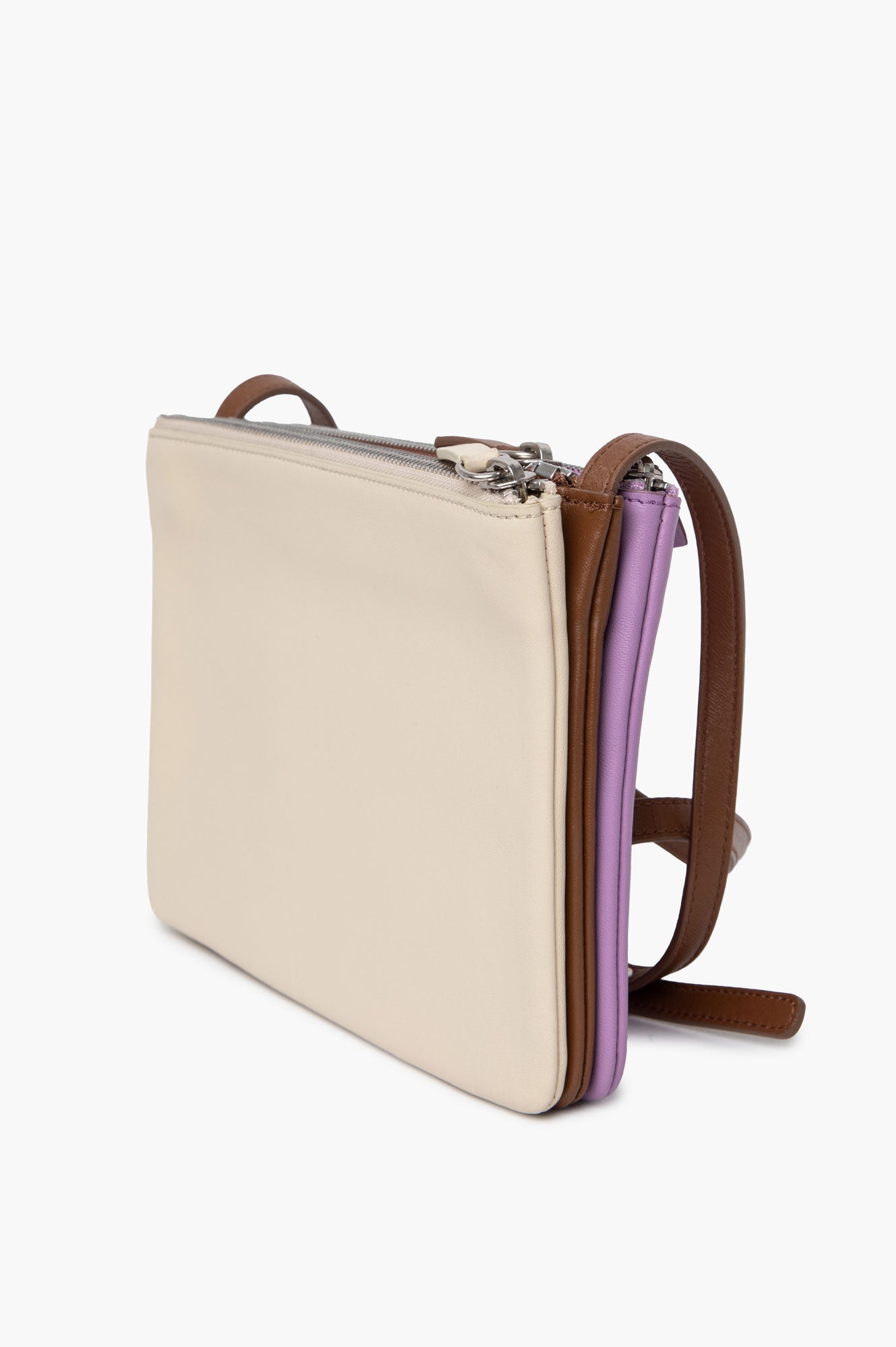 Celine Lilac/Brown/Ecru Lambskin Trio Bag