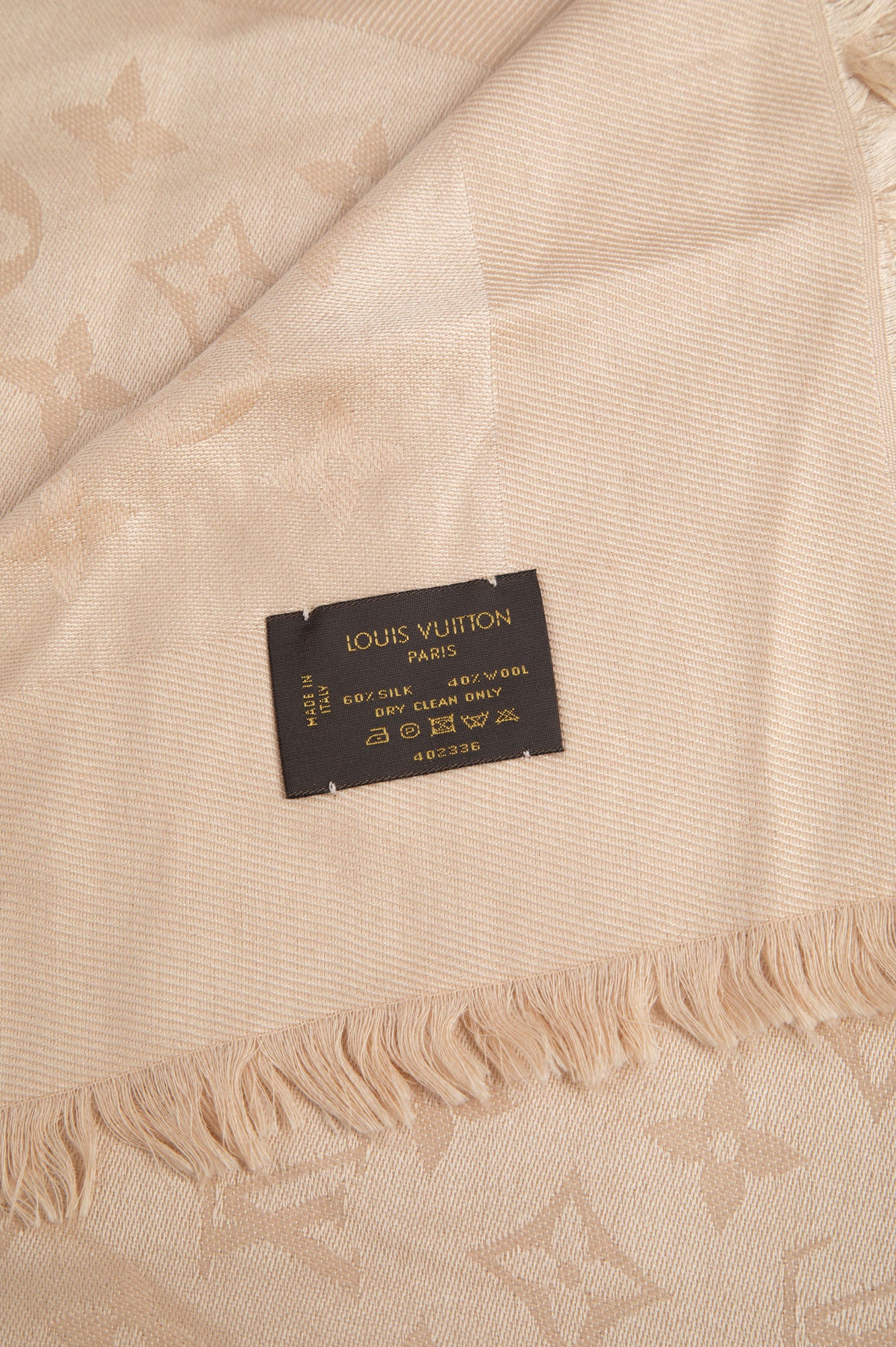 Louis Vuitton Beige Monogram Silk/Wool Shawl Scarf
