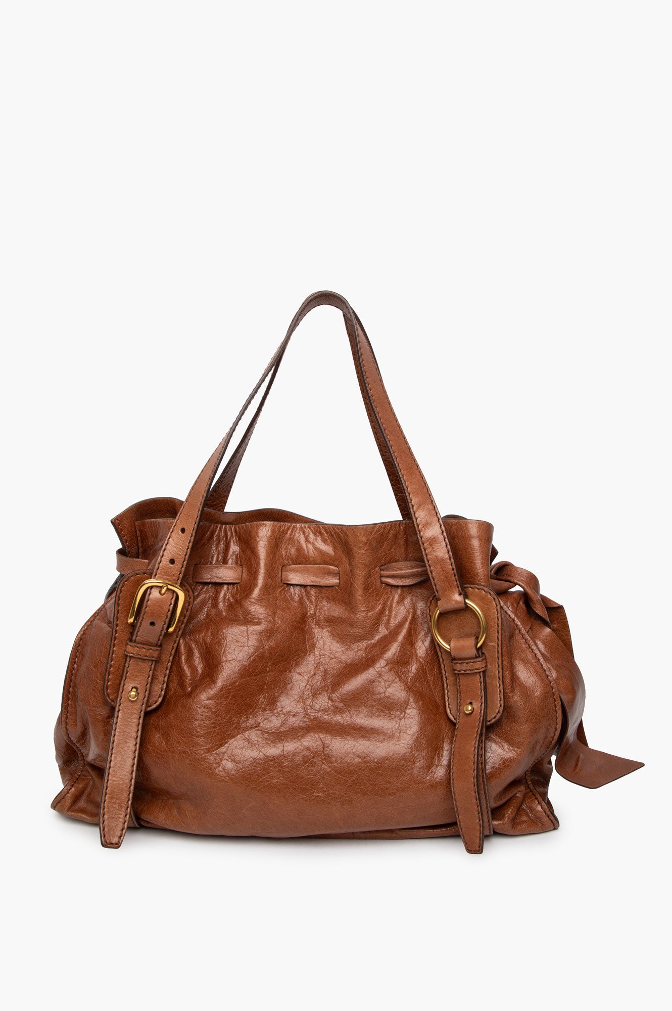 Miu Miu Brown Vitello Leather Shoulder Bag