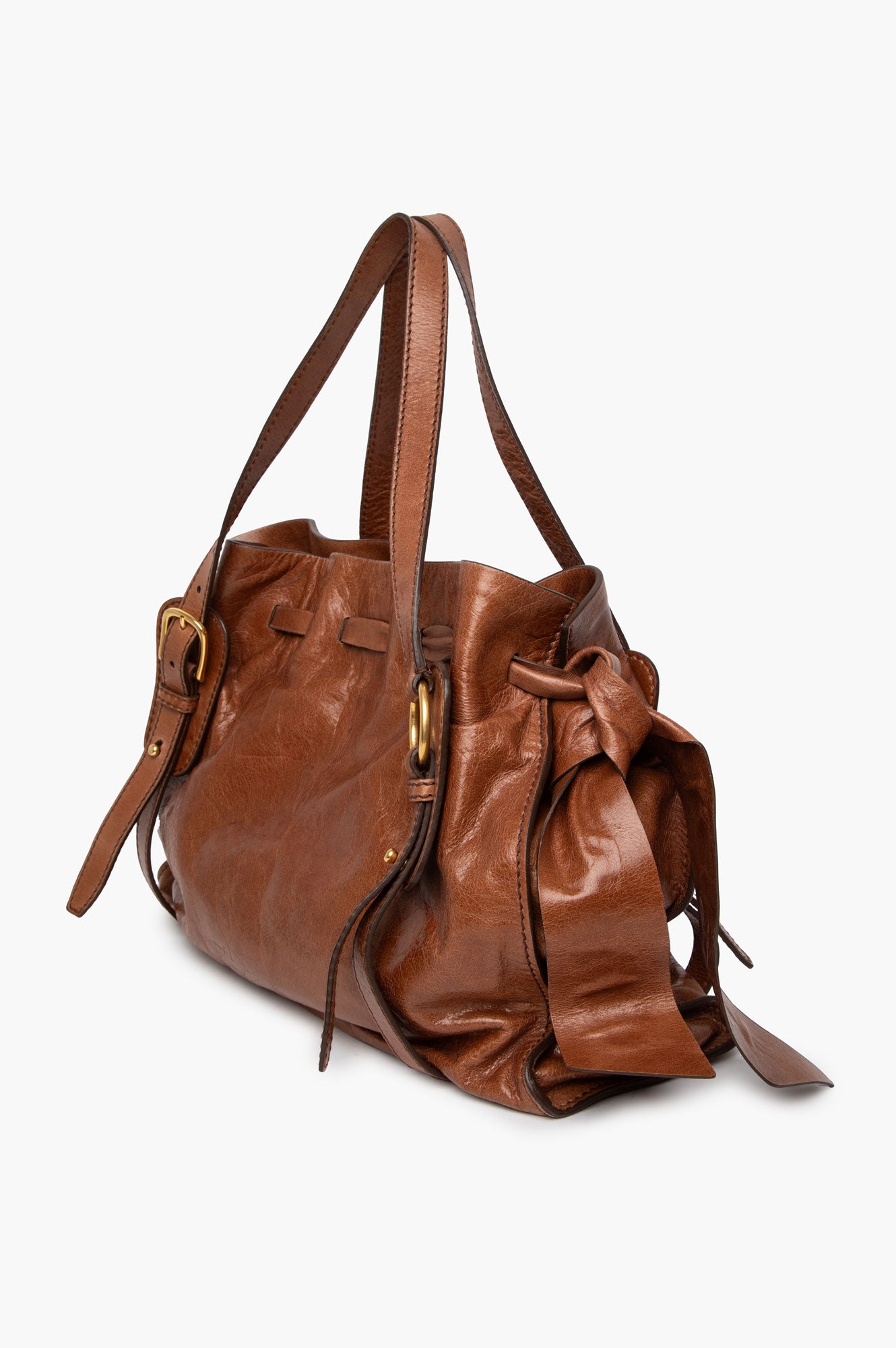Miu Miu Brown Vitello Leather Shoulder Bag