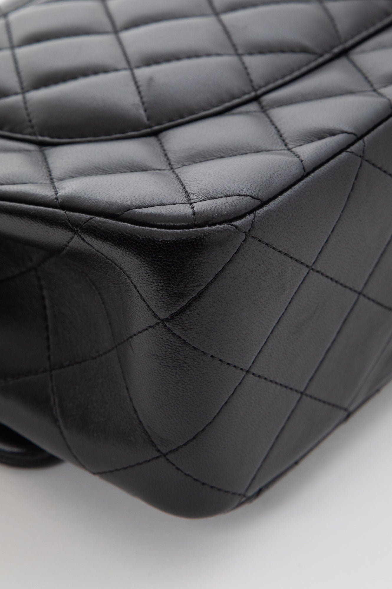 Chanel Black Lambskin Classic Double Flap Jumbo Bag