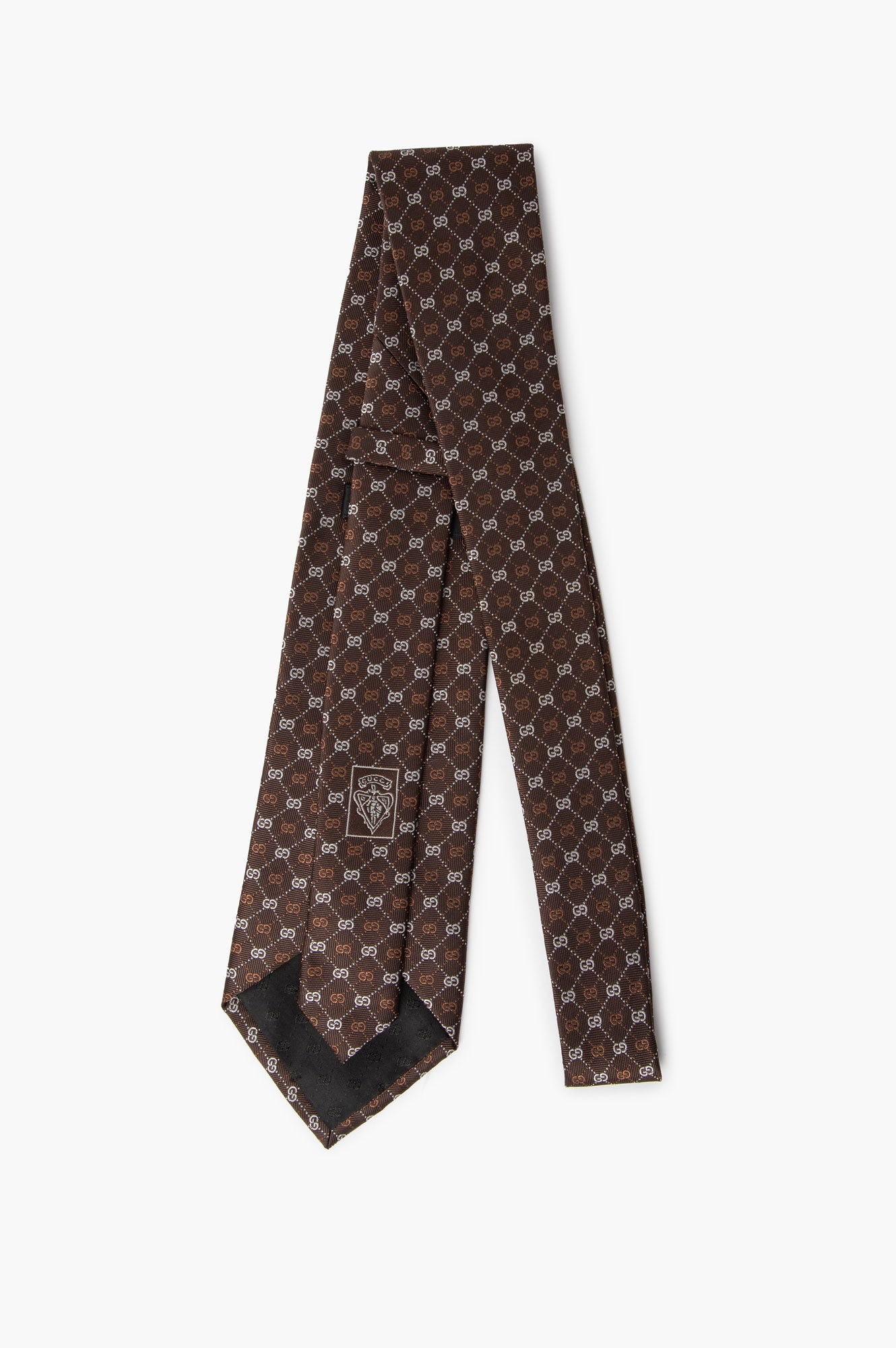 Gucci Brown Silk Jacquard GG Monogram Tie