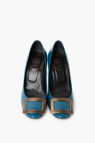 Roger Vivier Blue Patent Leather Pumps Size 36