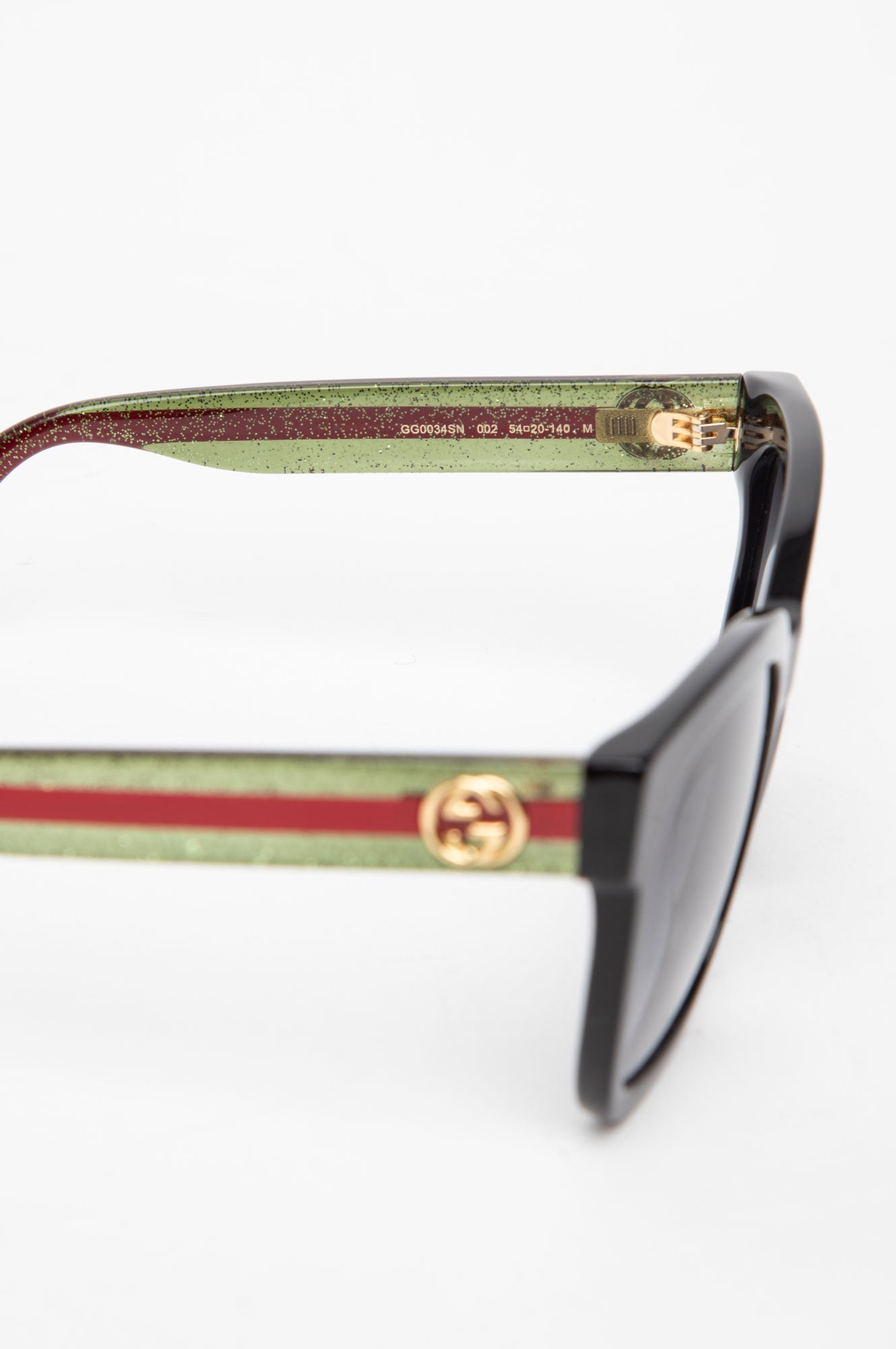 Gucci GG0034SN Black/Web Stripe Square Sunglasses