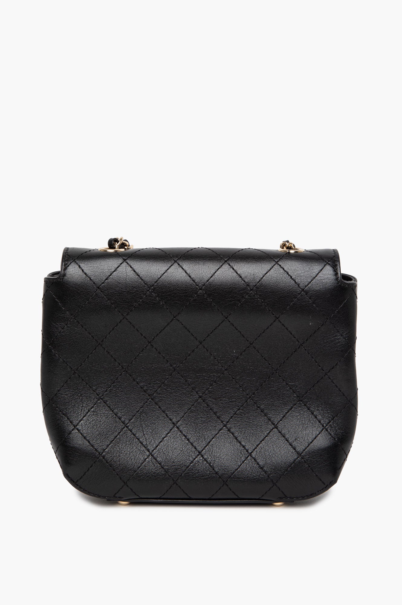 Chanel Black Stitched Calfskin Small Covered CC Flap Bag