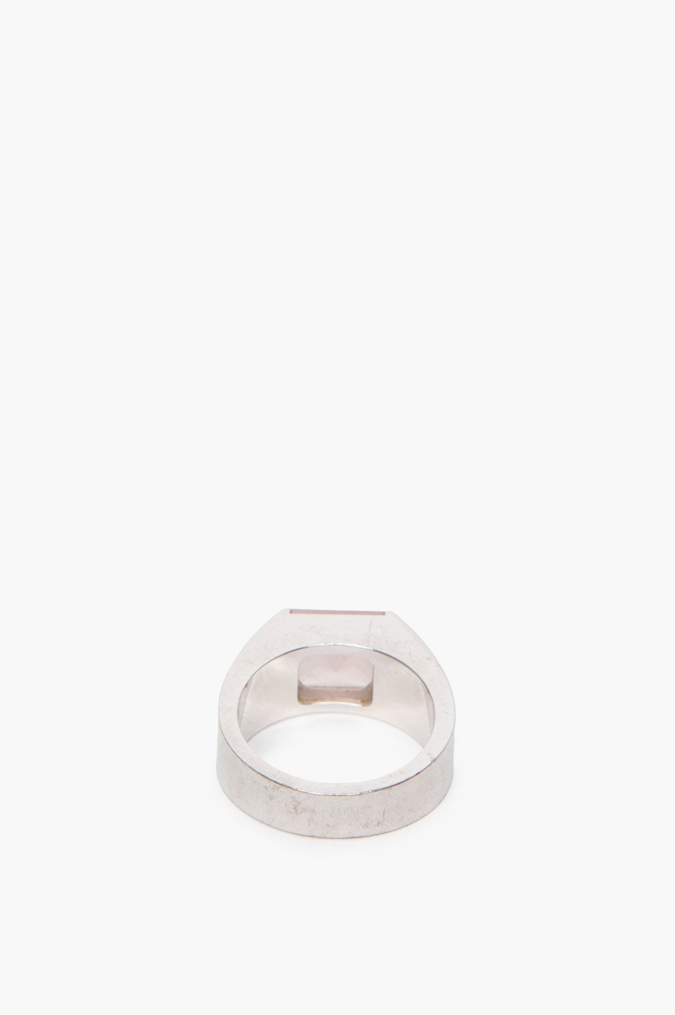 Cartier 18K White Gold Pink Moonstone Tank Ring