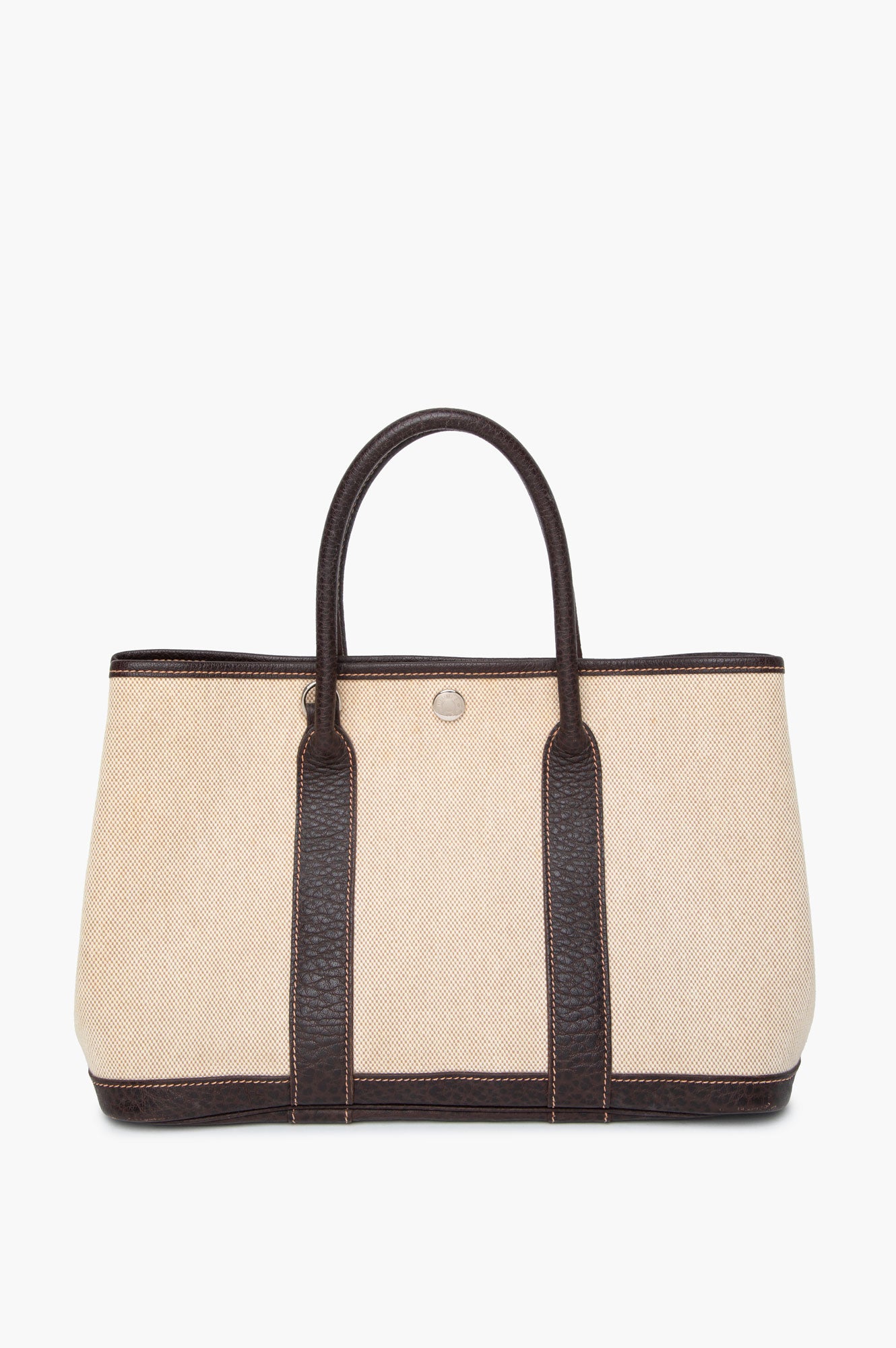Hermès Beige/Brown Canvas Garden Party 30 Tote With Strap