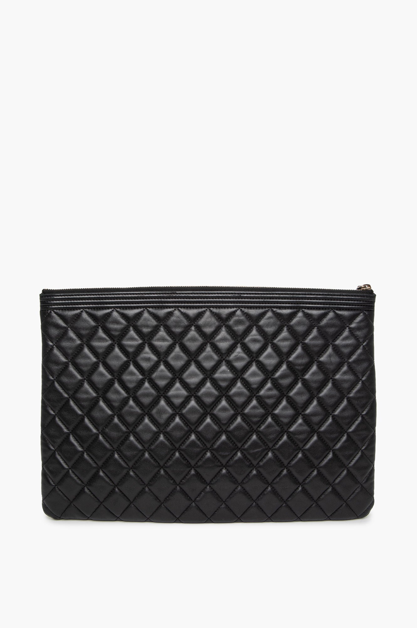 Chanel Boy Large Black Lambskin Zip Pouch