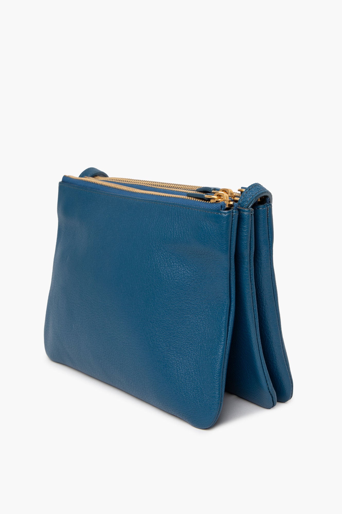 Celine Prussian Blue Leather Small Trio Bag