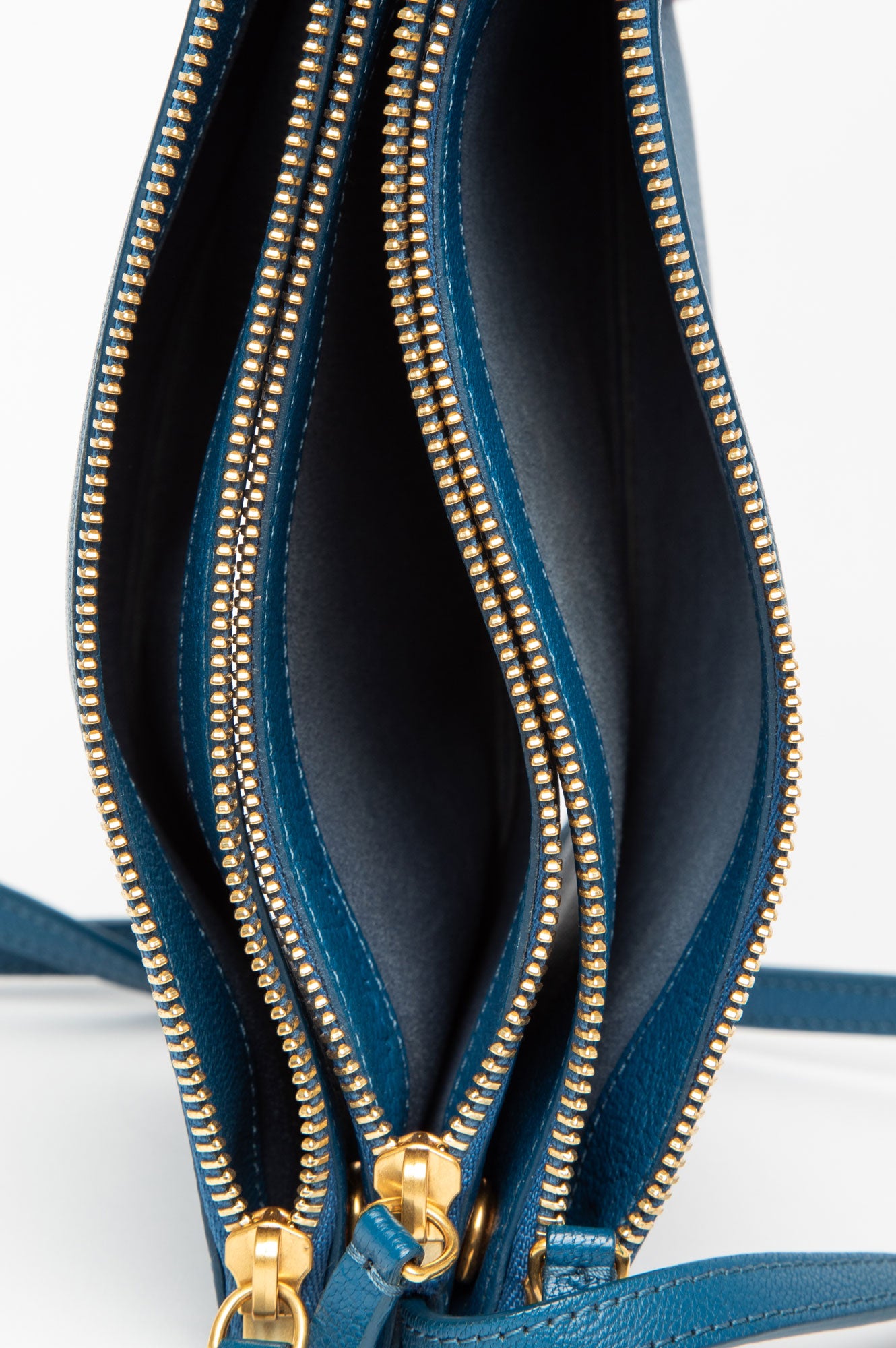 Celine Prussian Blue Leather Small Trio Bag
