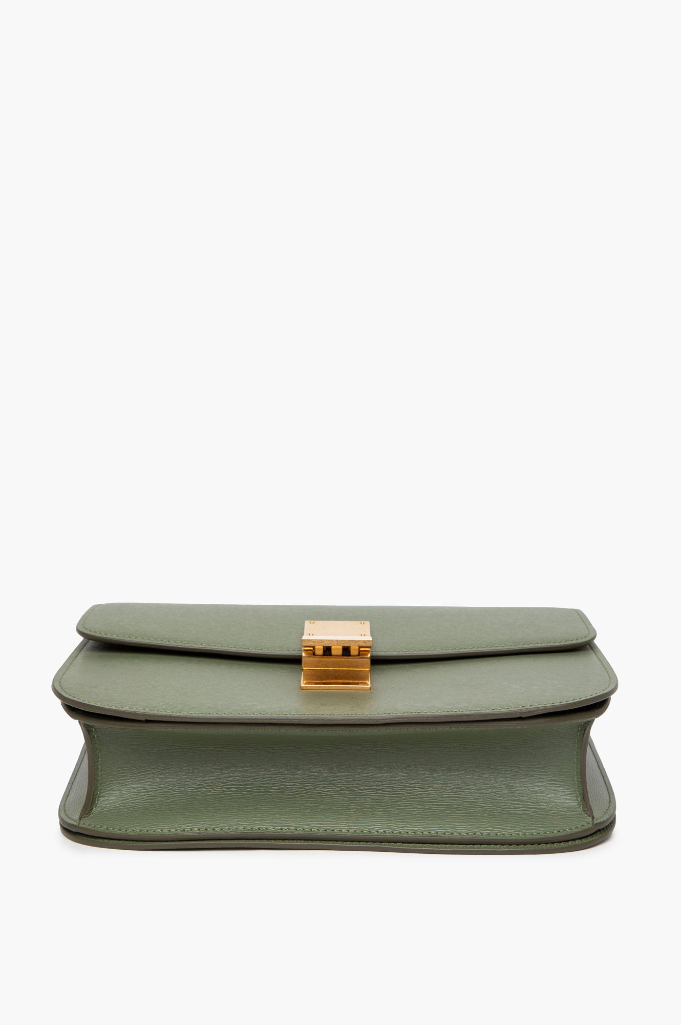 Celine Army Green Leige Calfskin Medium Classic Box Bag