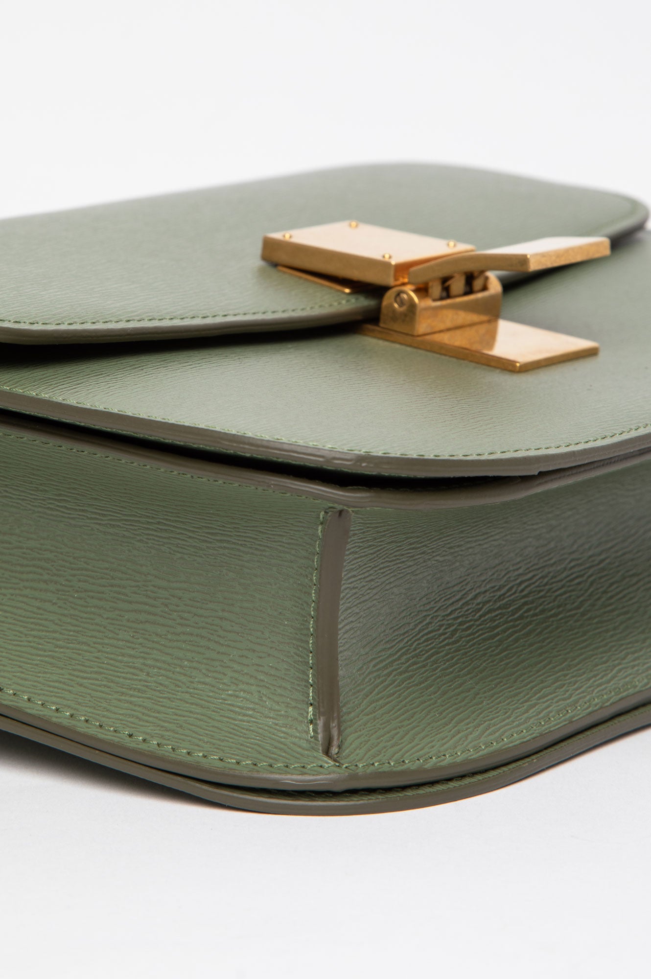 Celine Army Green Leige Calfskin Medium Classic Box Bag