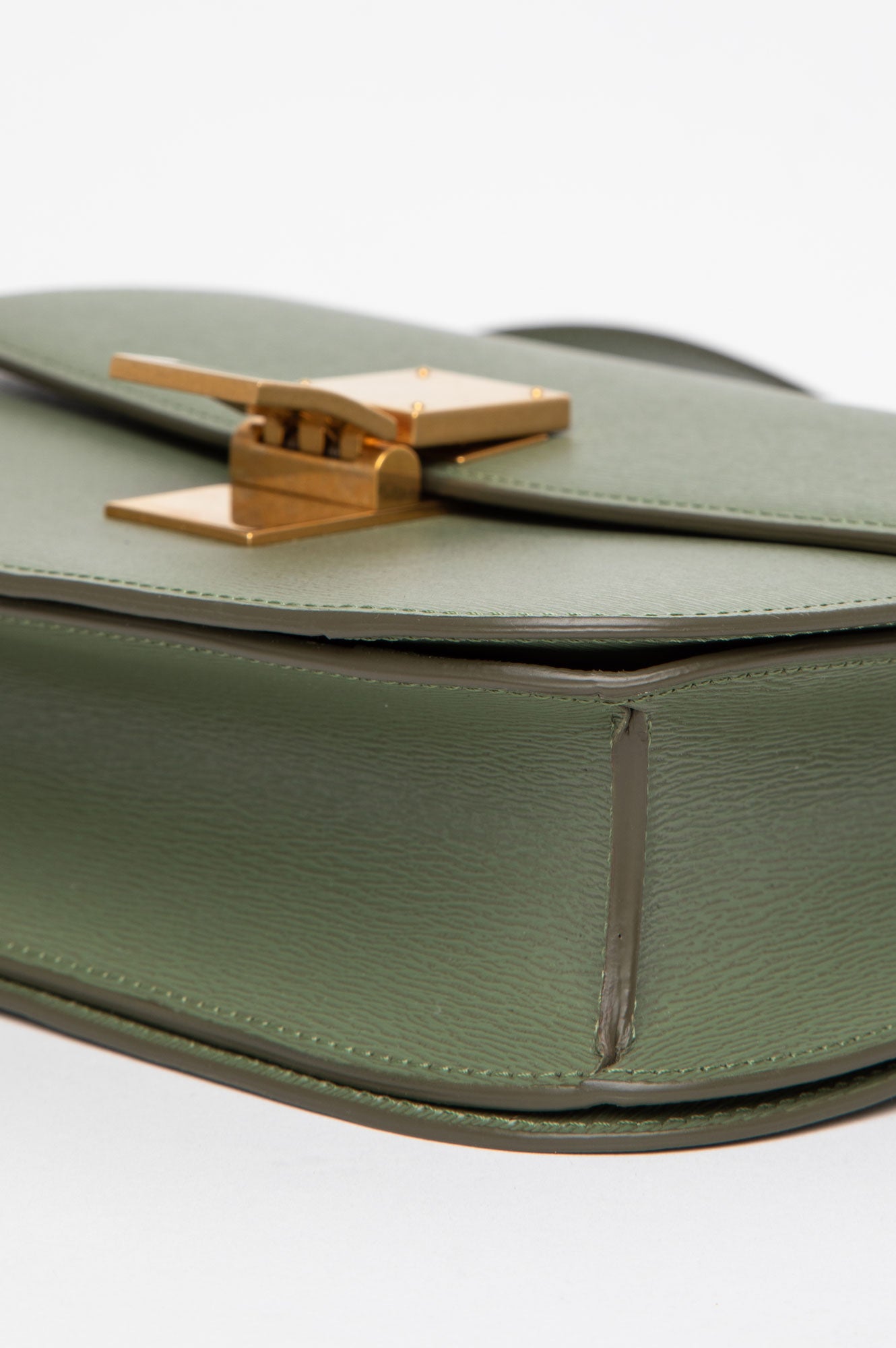 Celine Army Green Leige Calfskin Medium Classic Box Bag