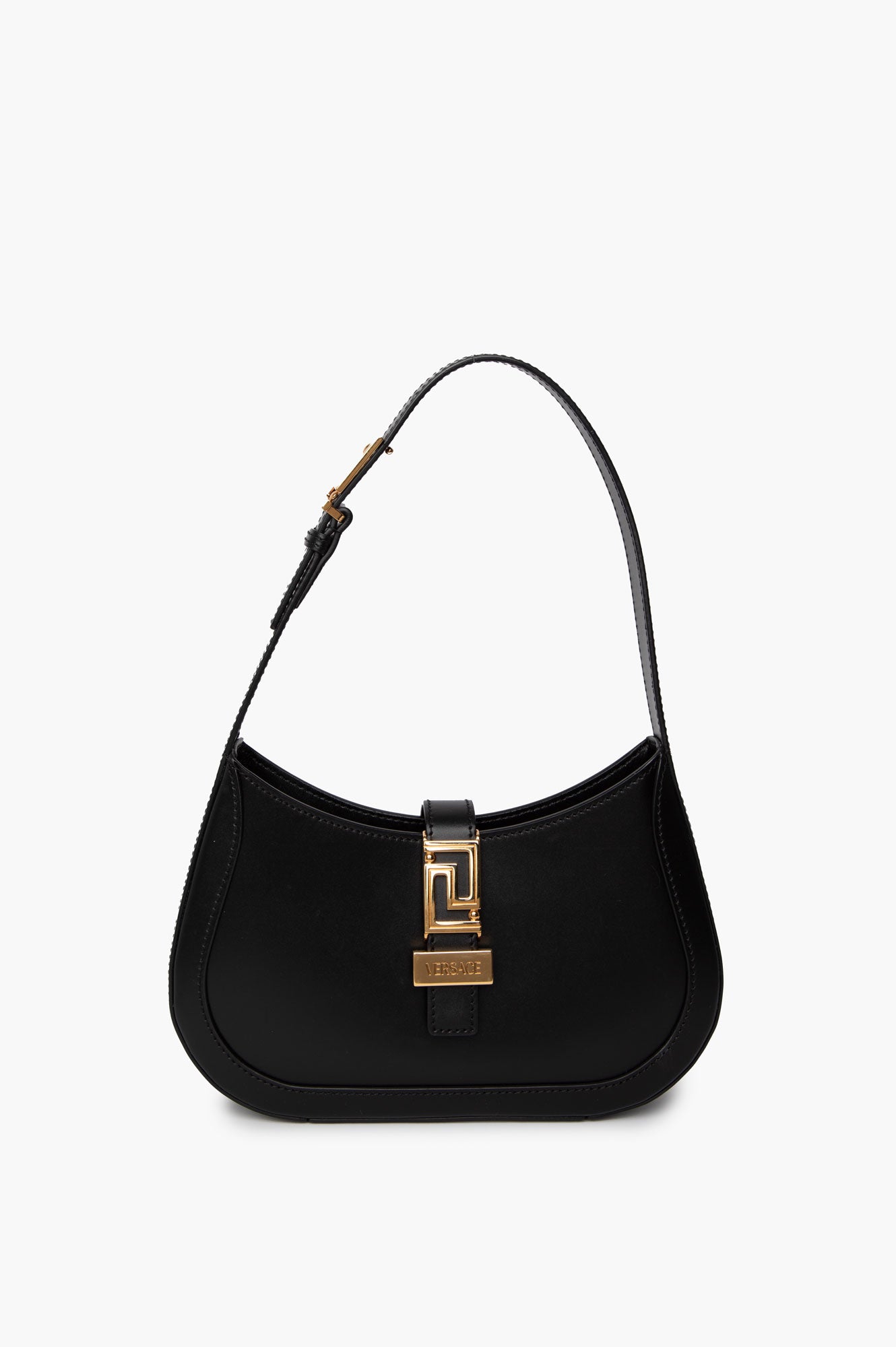 Versace Greca Goddess Black Leather Hobo Shoulder Bag