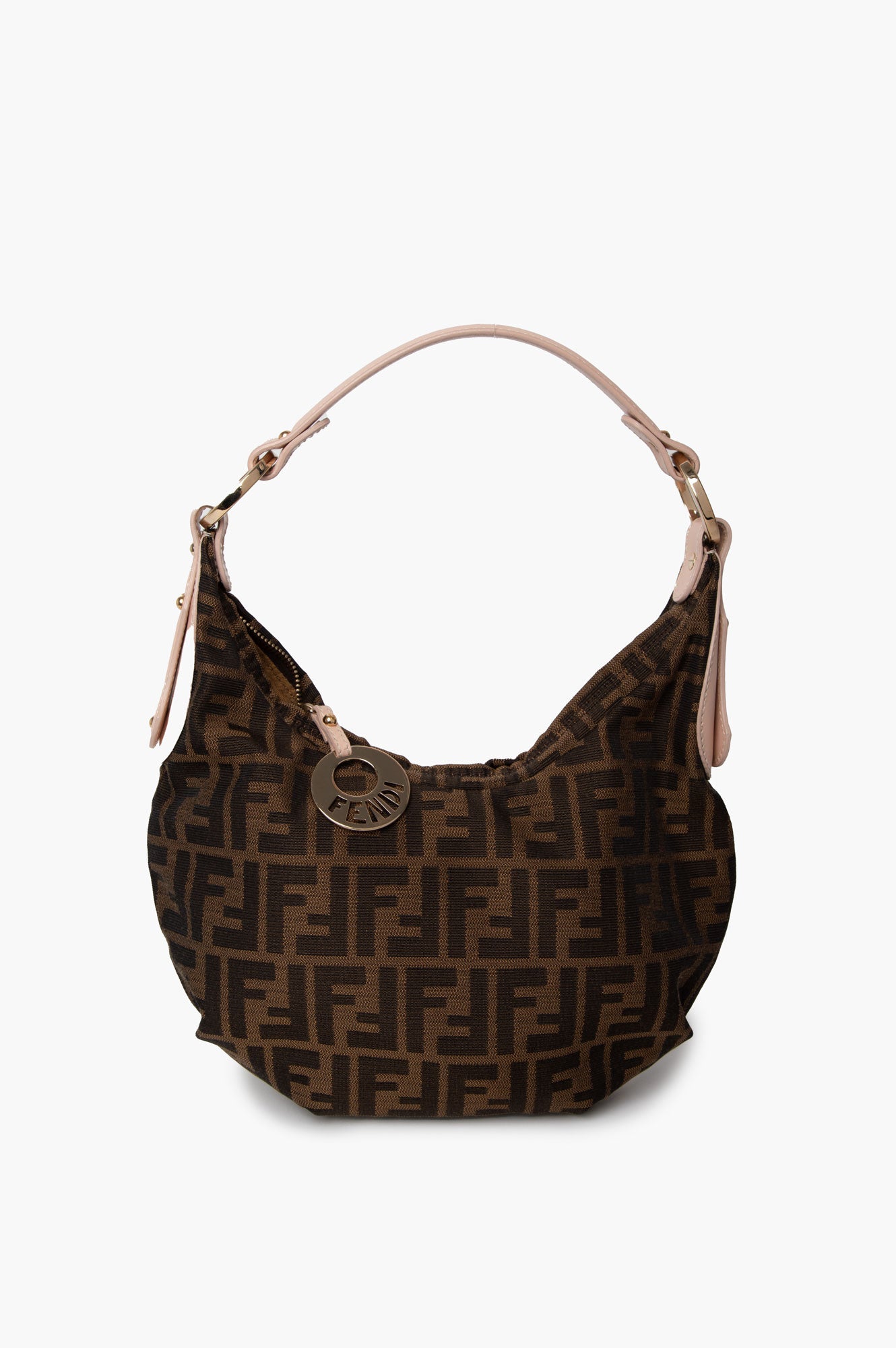 Fendi Zucca FF Pink Leather Shoulder Bag