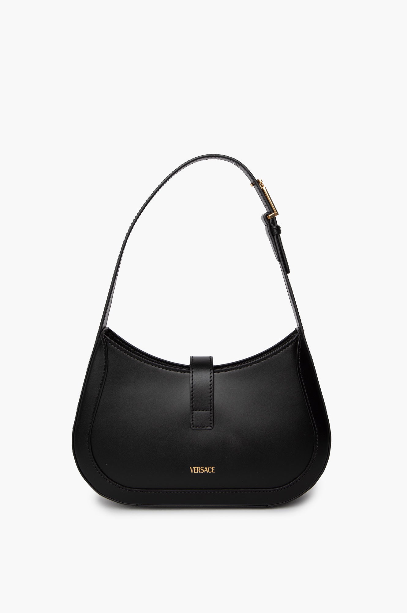Versace Greca Goddess Black Leather Hobo Shoulder Bag