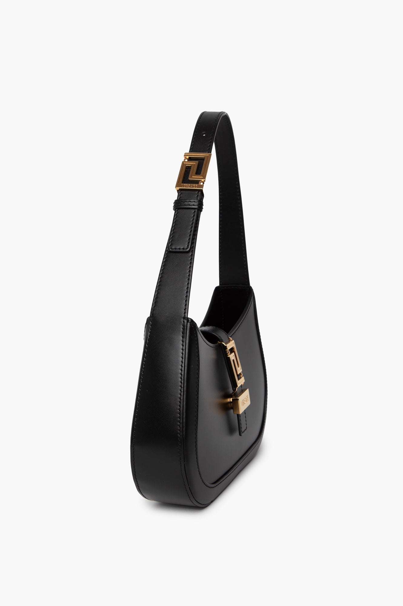 Versace Greca Goddess Black Leather Hobo Shoulder Bag