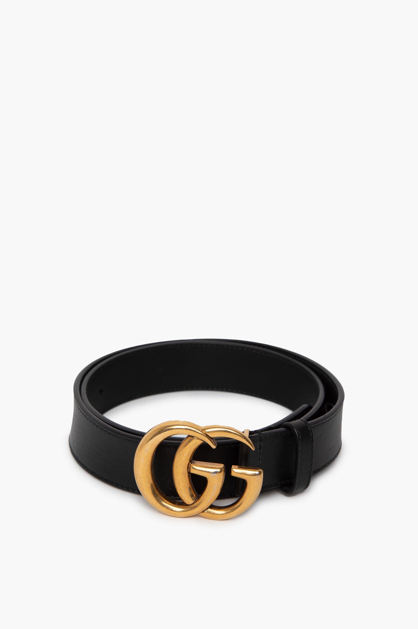 Gucci GG Black Leather Belt Size 75