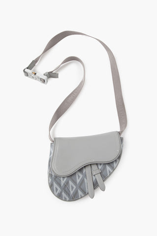 Dior Grey Diamond Small Saddle Bag