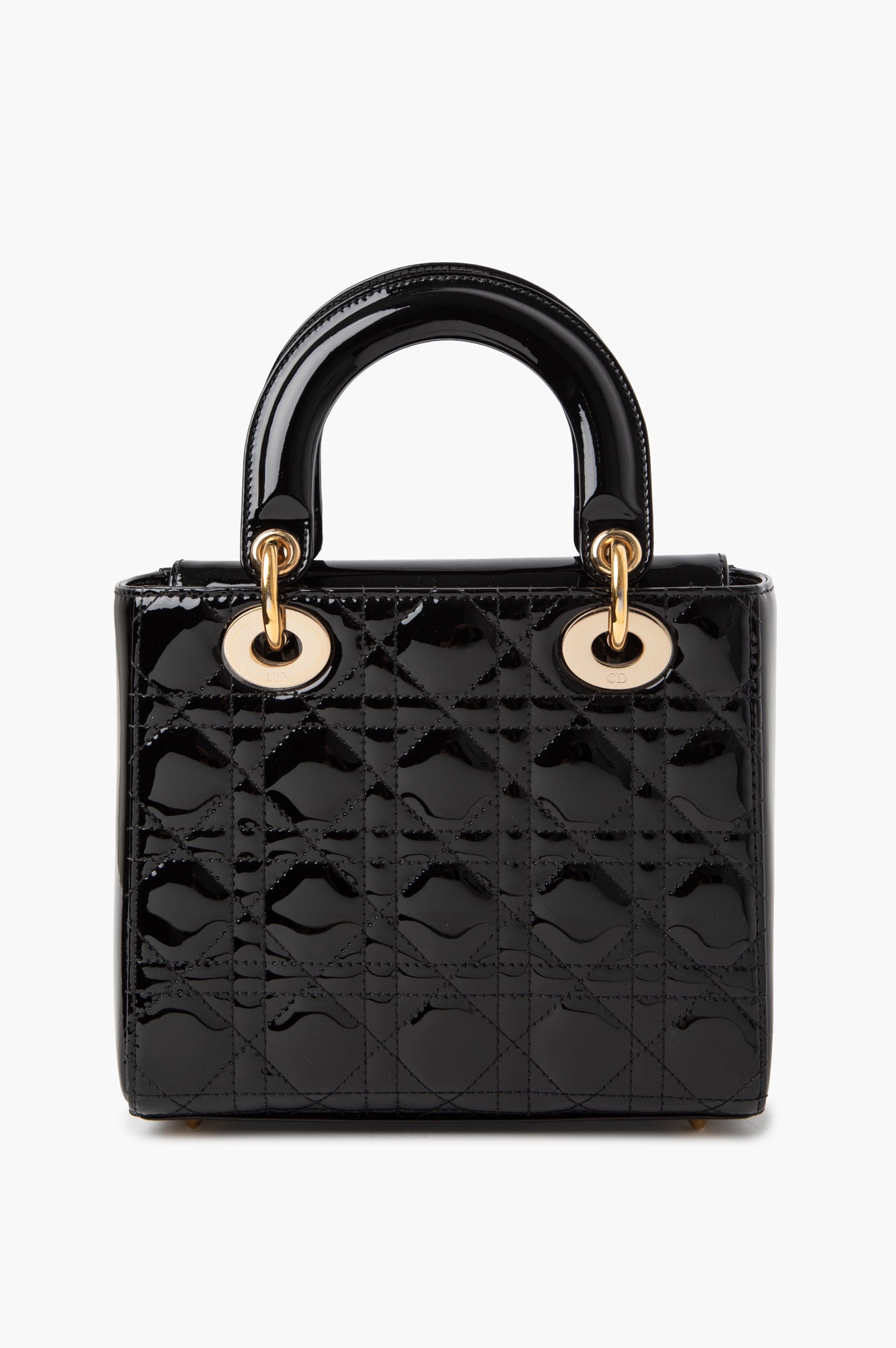 Christian Dior Black Patent Leather Small Lady Dior Bag