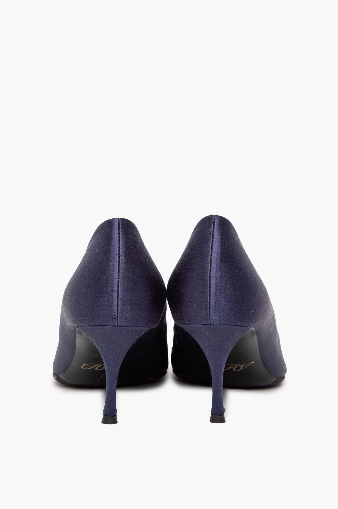 Roger Vivier Navy Satin Flower Strass Pumps Size 36.5