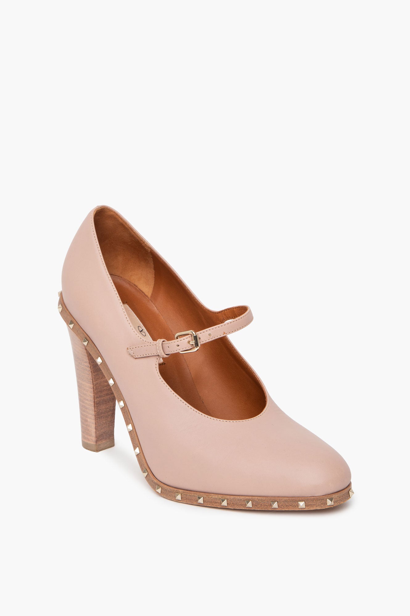 Valentino Dusty Rose Leather Soul Rockstud Mary Jane Pumps Size 36.5