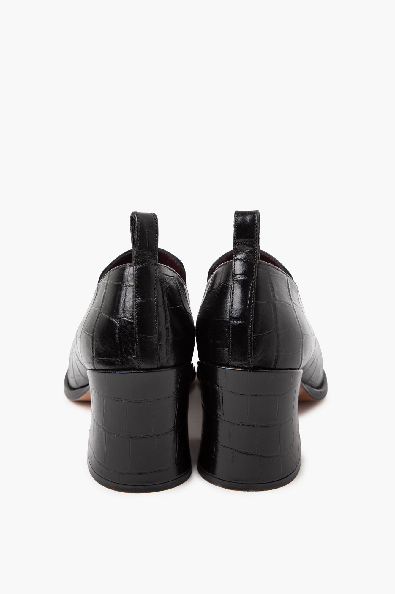 Dries Van Noten Black Croc-Embossed Leather Heeled Loafers Size 36.5