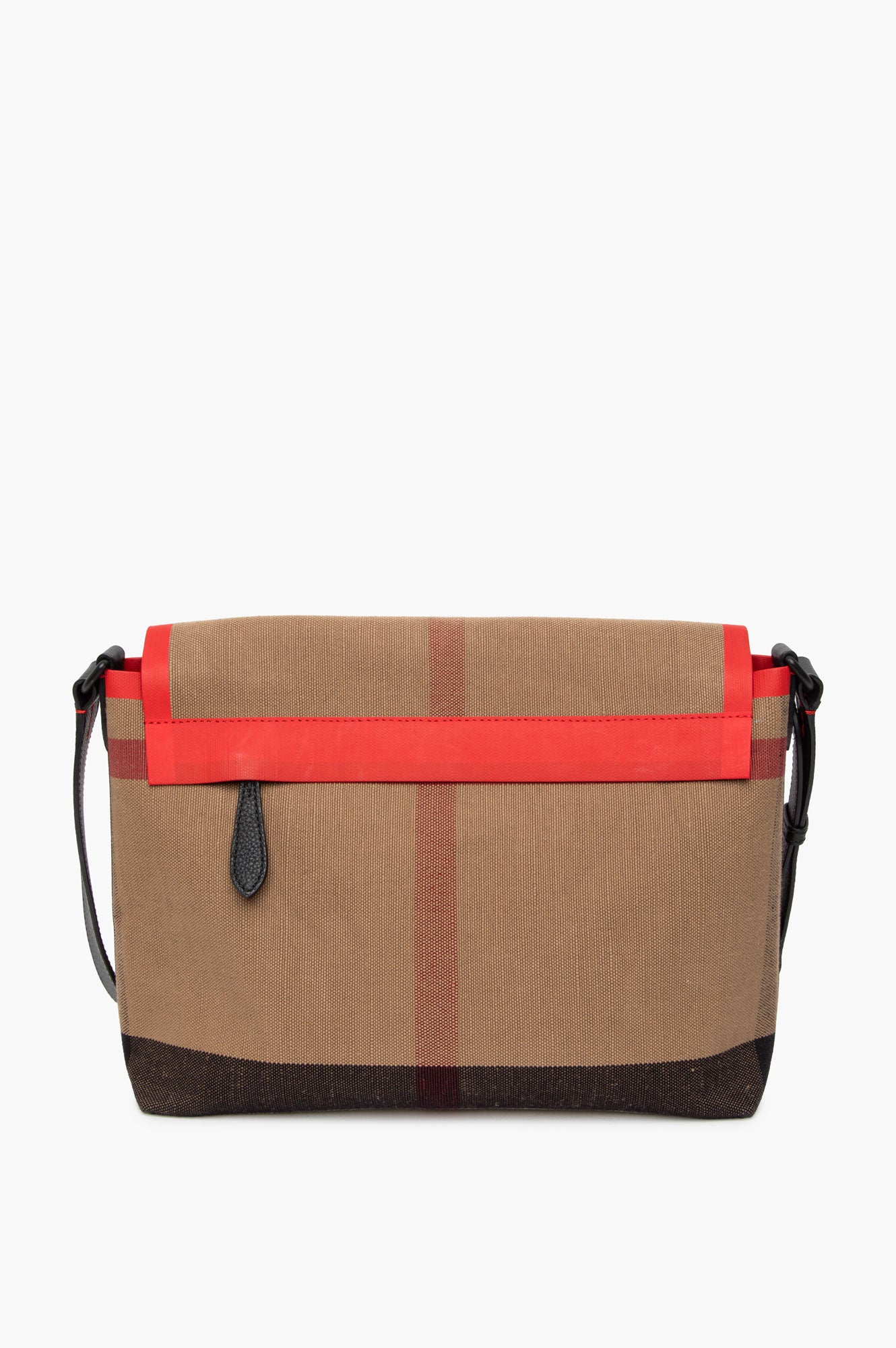 Burberry Red Taped Canvas Mega Check Messenger Bag