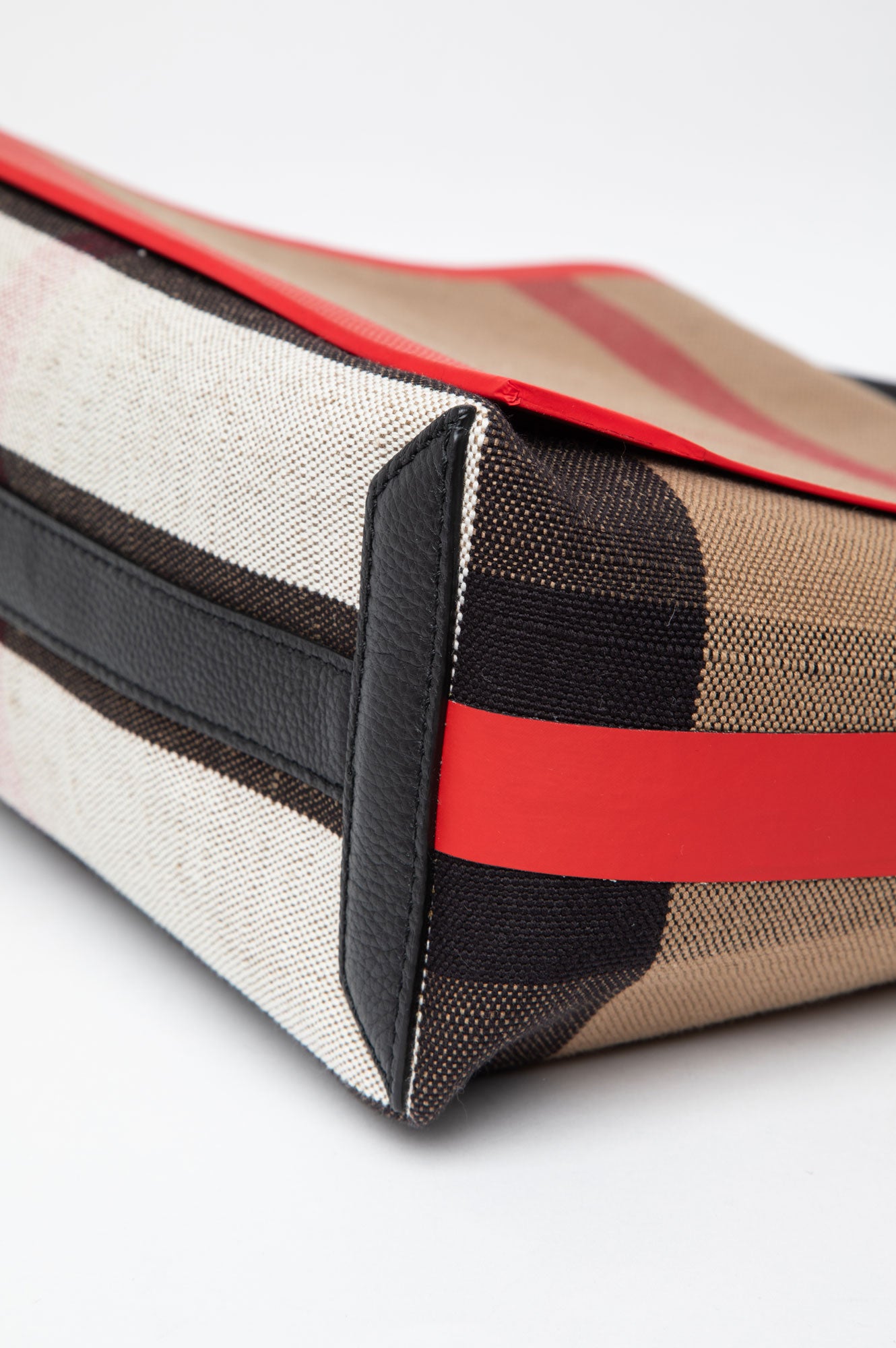 Burberry Red Taped Canvas Mega Check Messenger Bag