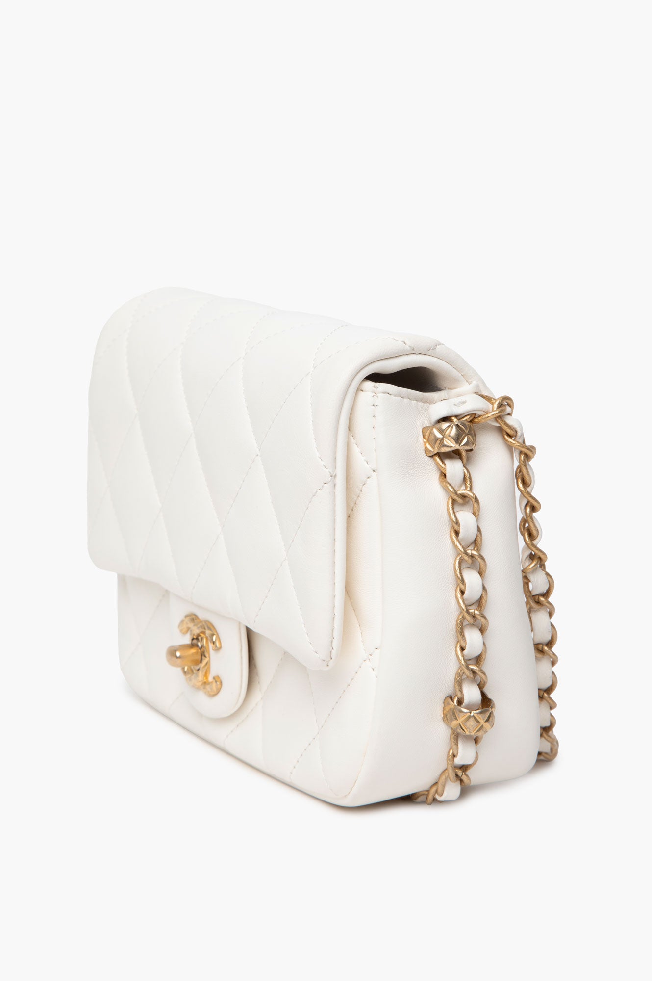 Chanel White Calfskin Small Dynasty Flap Bag