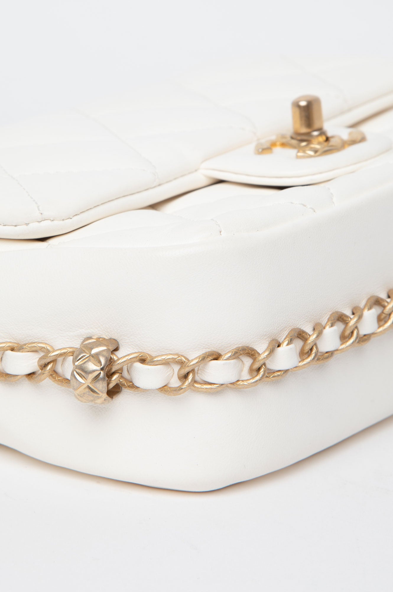 Chanel White Calfskin Small Dynasty Flap Bag