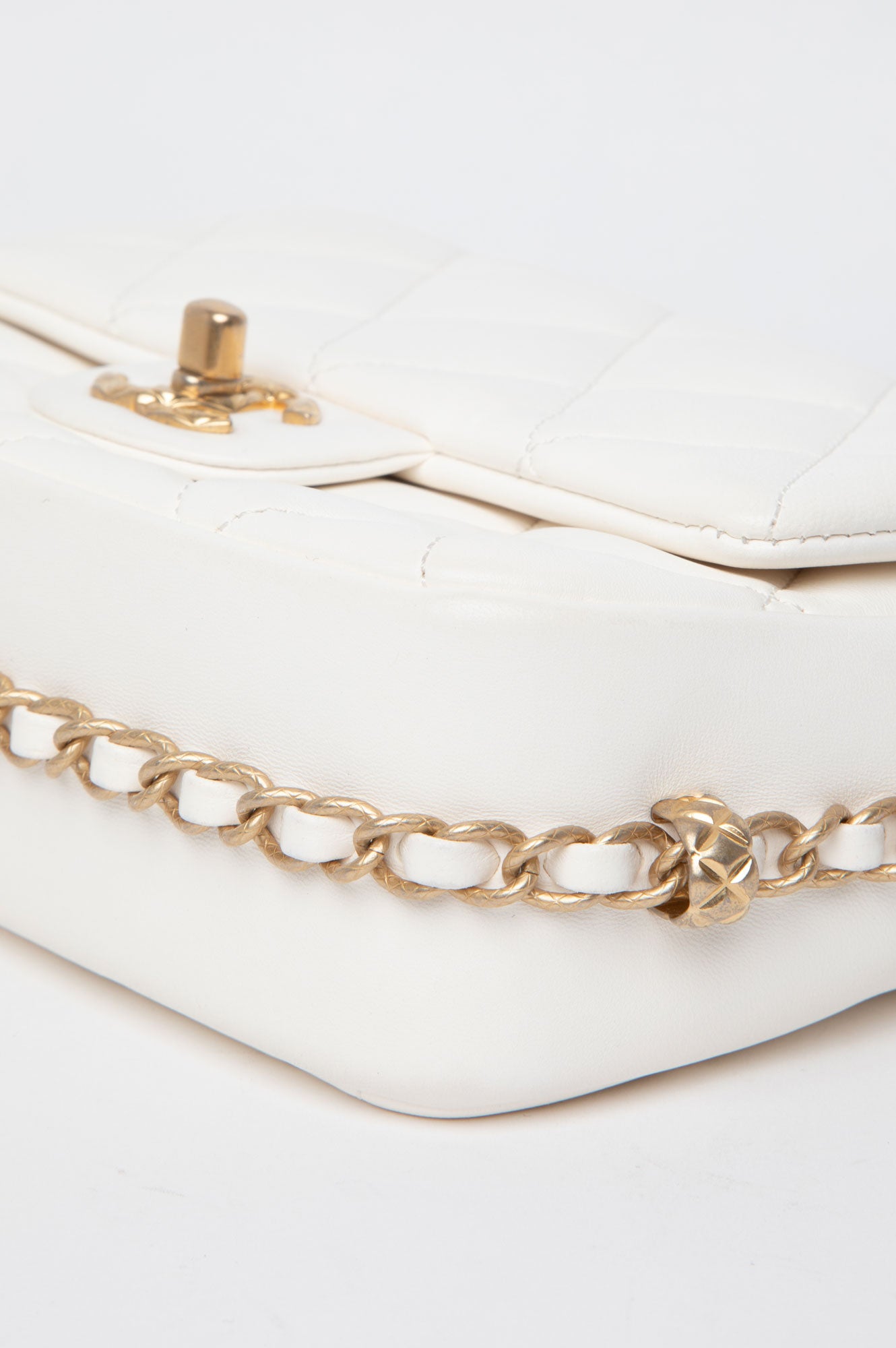 Chanel White Calfskin Small Dynasty Flap Bag