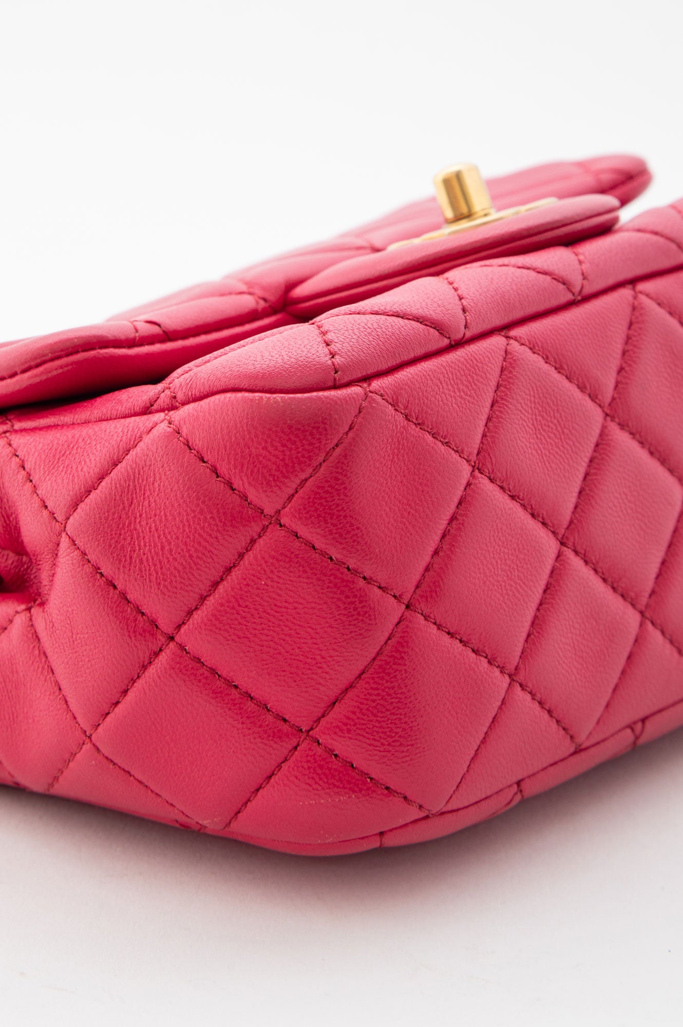 Chanel Pink Lambskin Mini Square Pearl Crush Bag