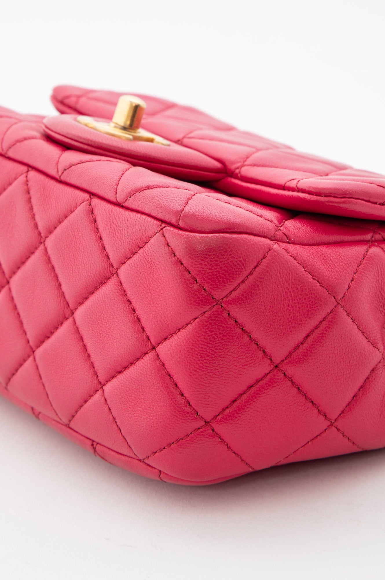 Chanel Pink Lambskin Mini Square Pearl Crush Bag