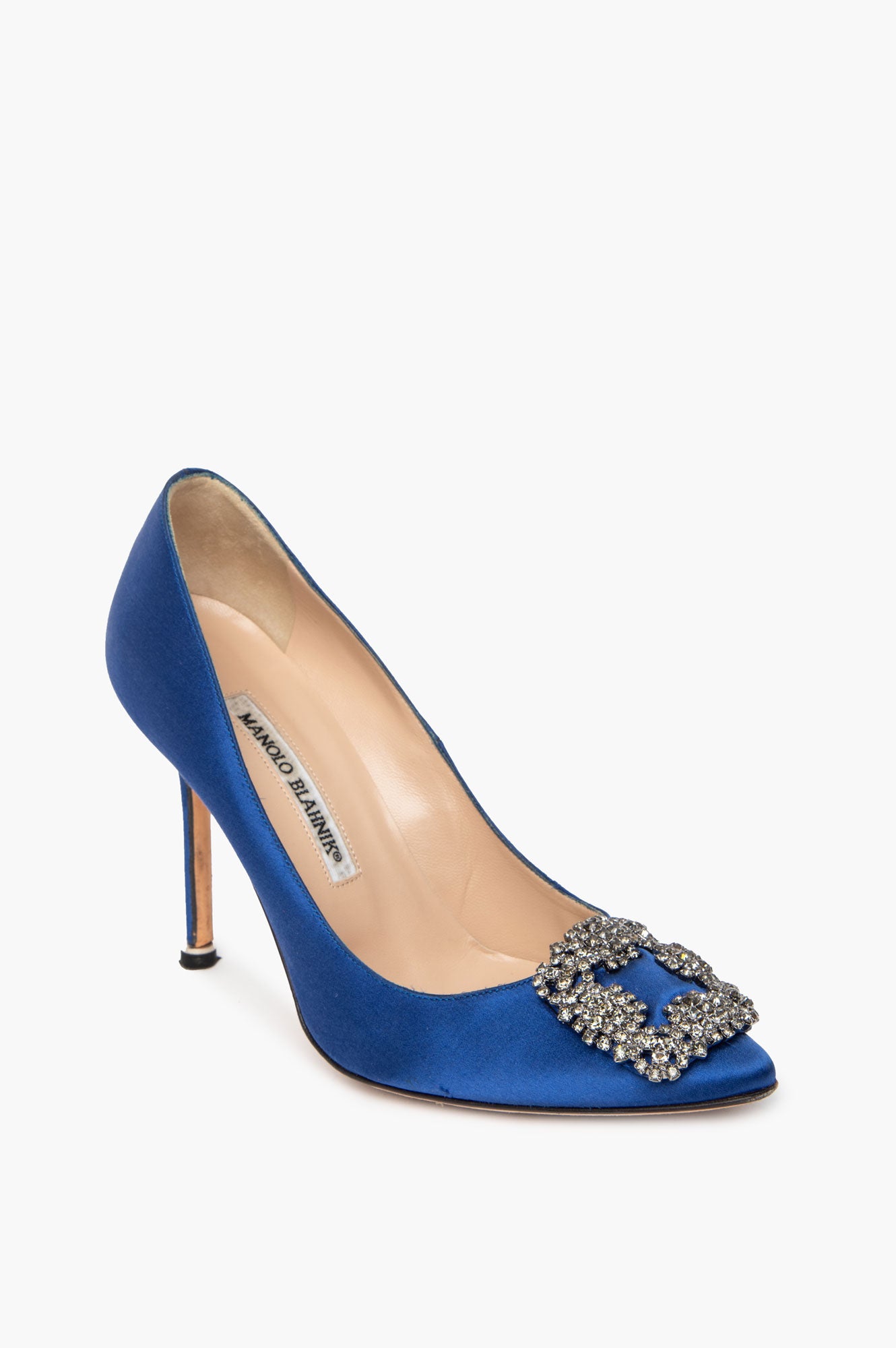 Manolo Blahnik Blue Satin Hangisi Pumps Size 36.5