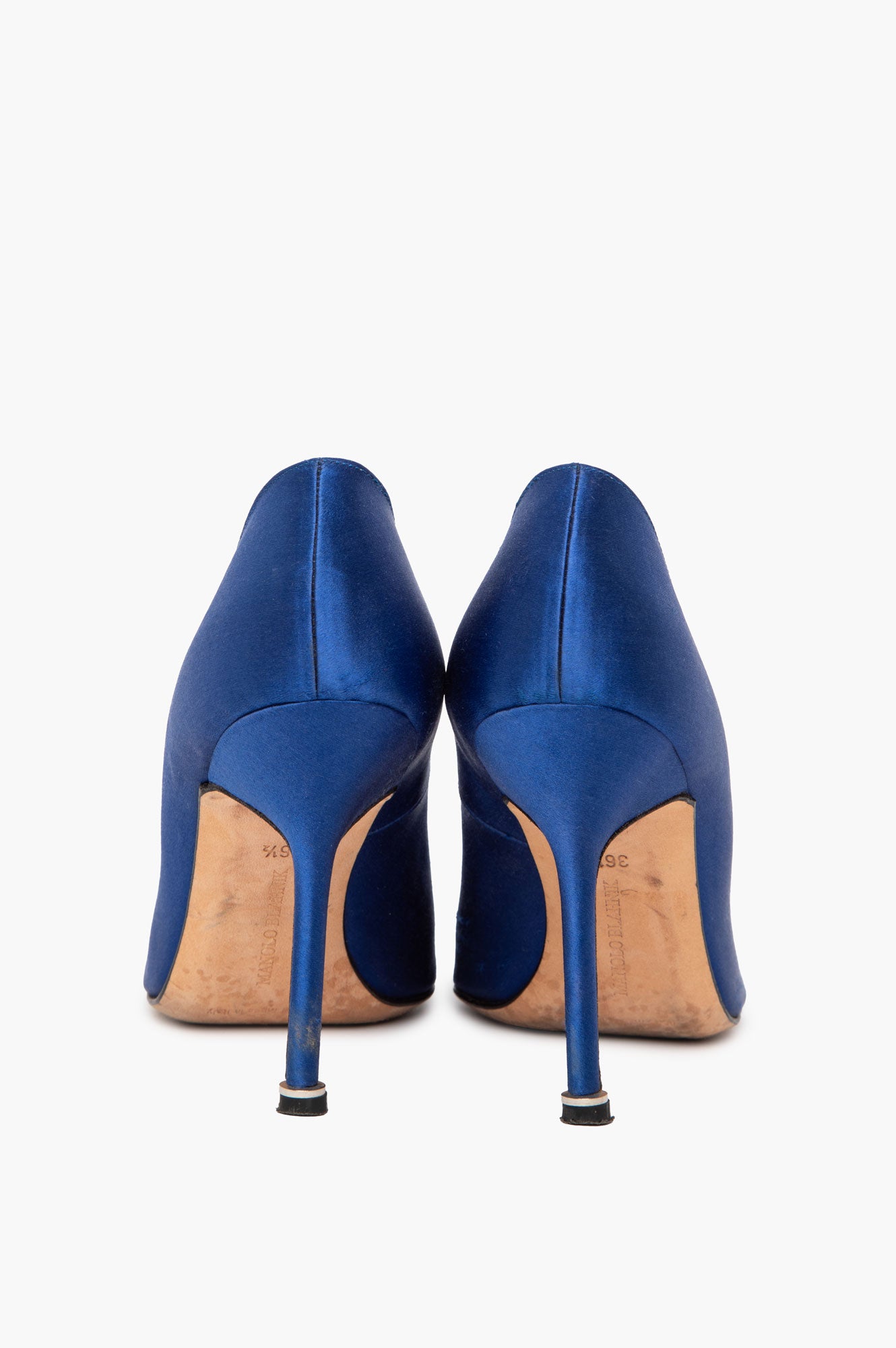 Manolo Blahnik Blue Satin Hangisi Pumps Size 36.5