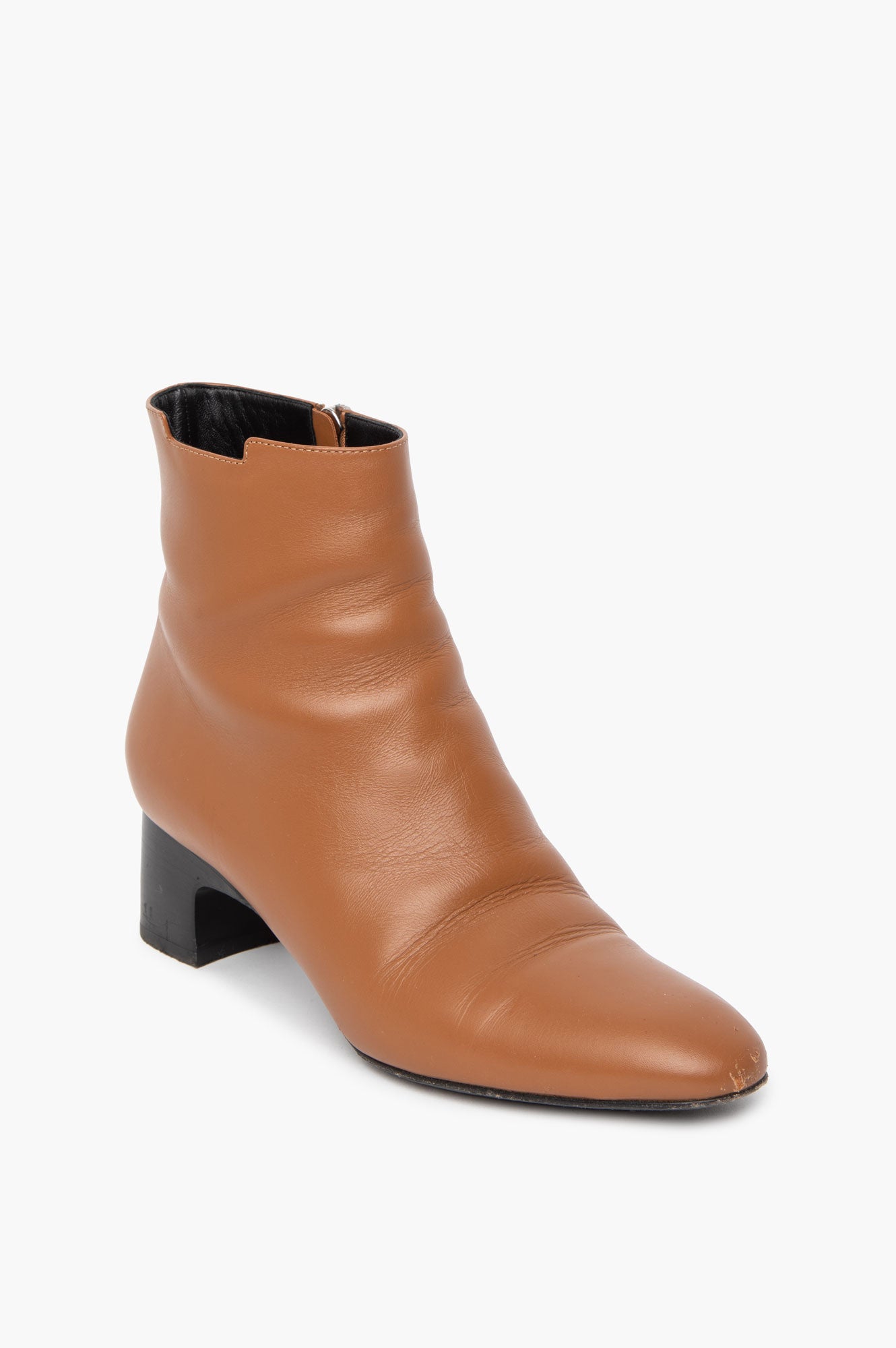 Hermès Toffee Brown Leather Démarche Ankle Boots Size 37