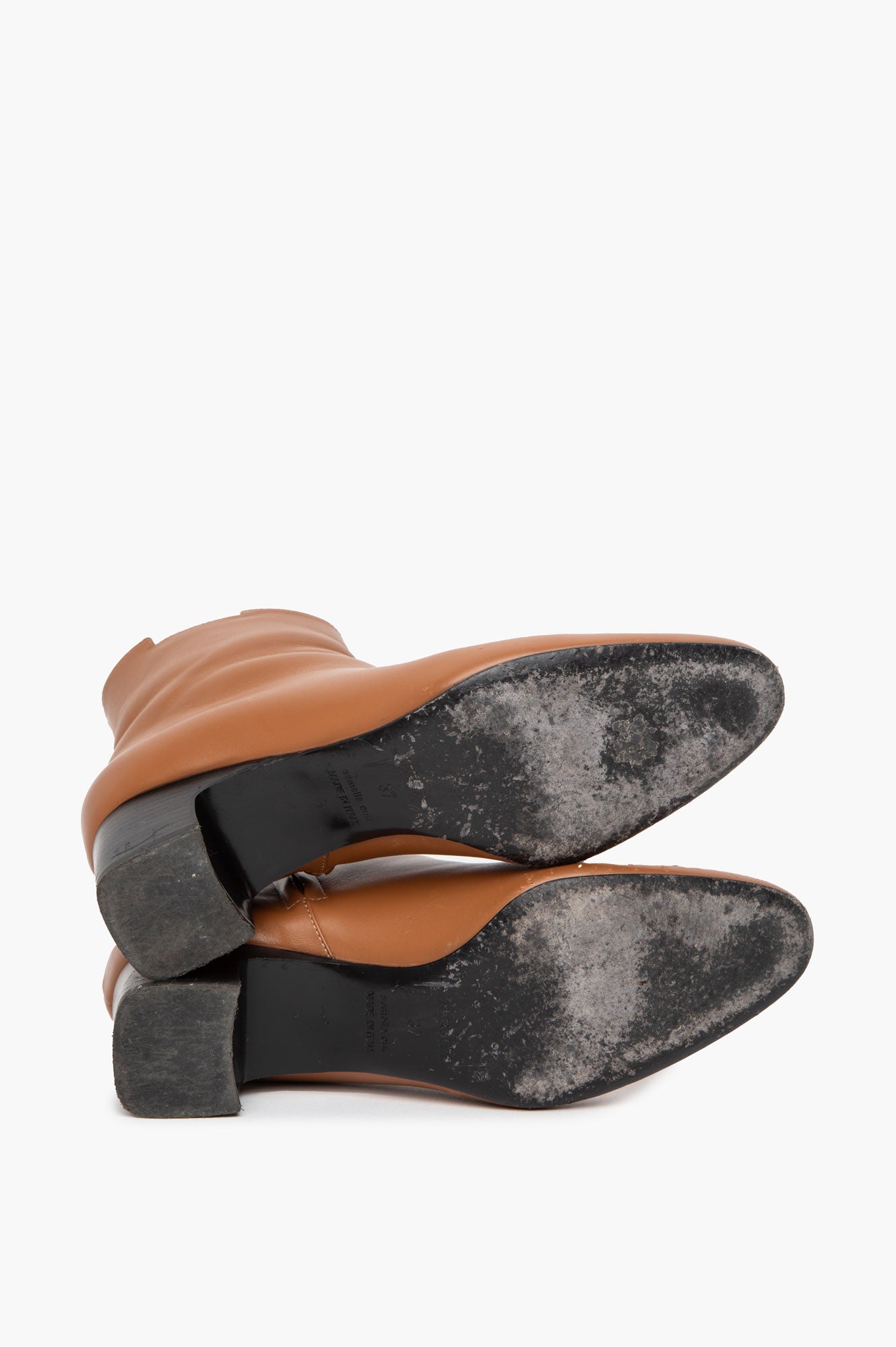 Hermès Toffee Brown Leather Démarche Ankle Boots Size 37