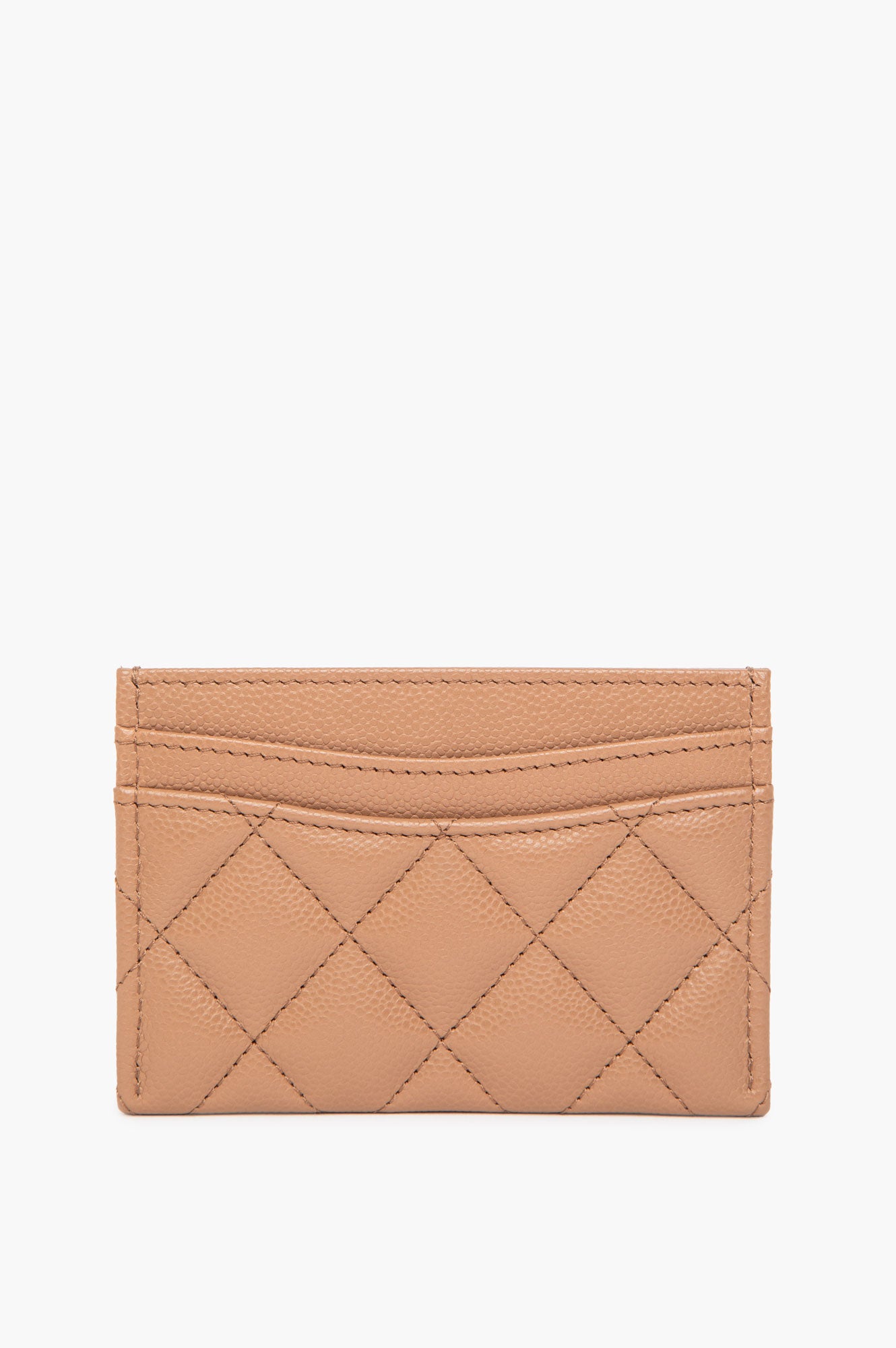 Chanel Dark Beige Quilted Caviar Cardholder