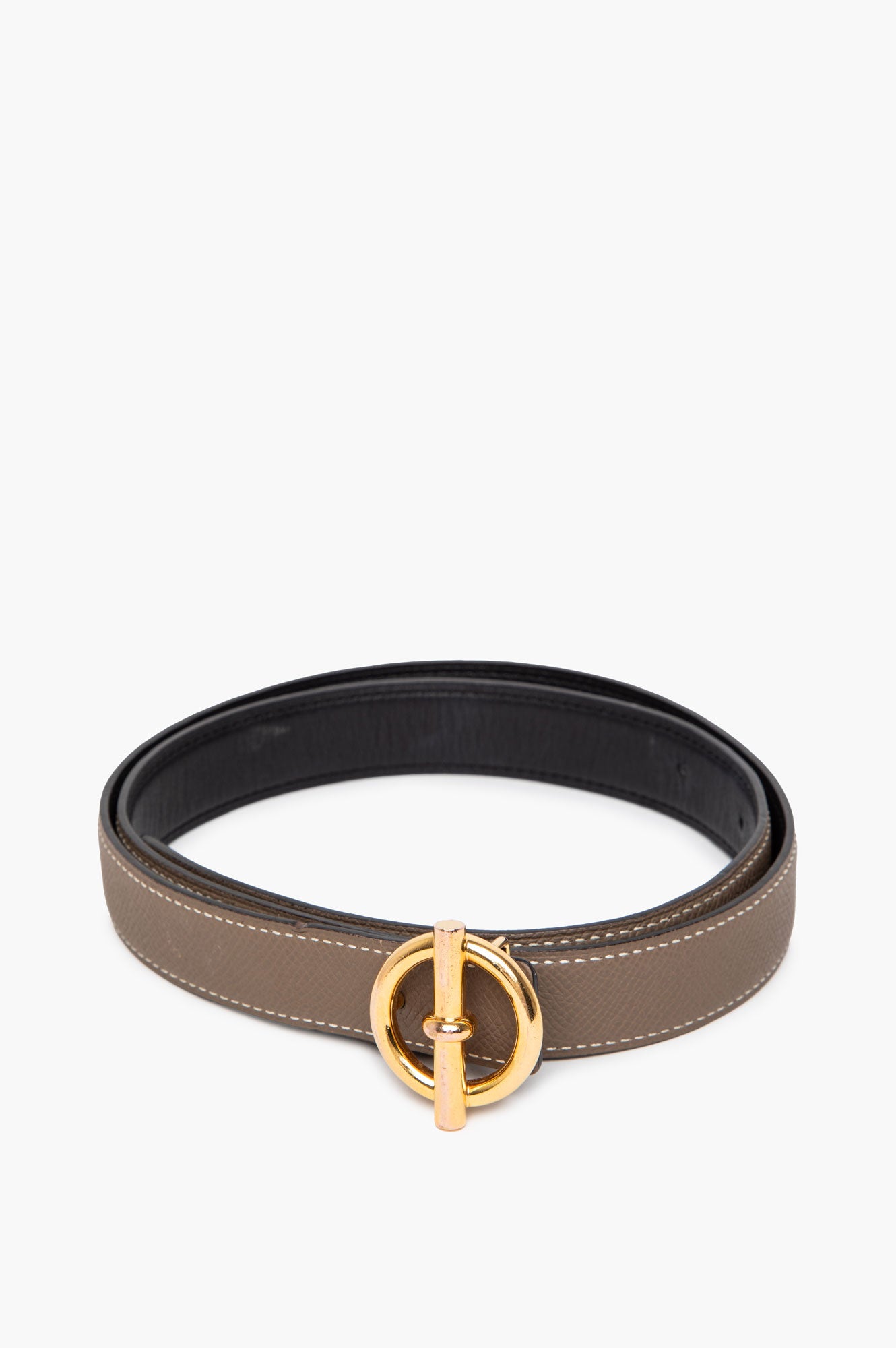 Hermès Reversible Black Swift/Etoupe Epsom Glenan 24mm Belt 80cm