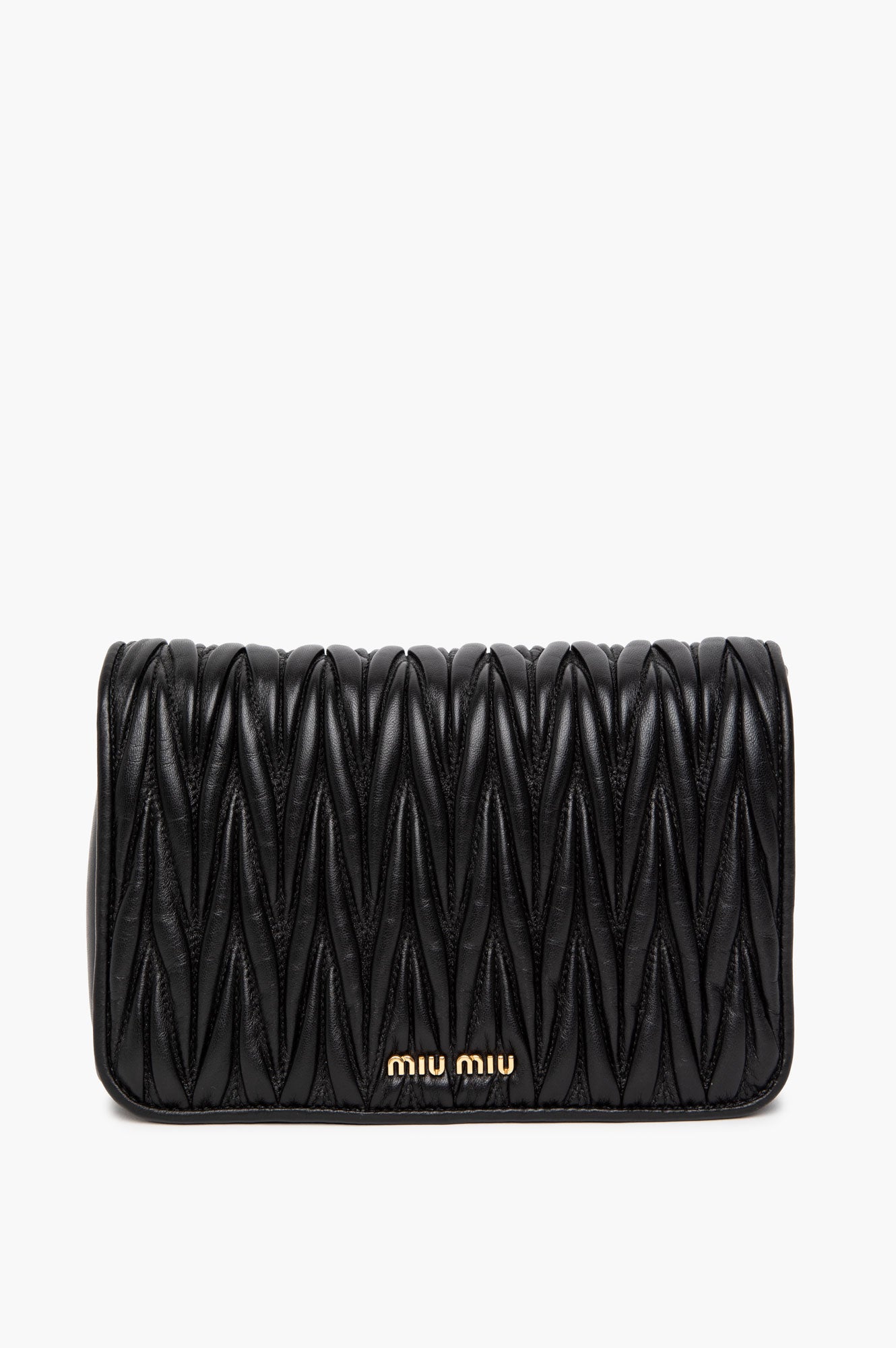 Miu Miu Black Nappa Leather Matelassé Crossbody Bag