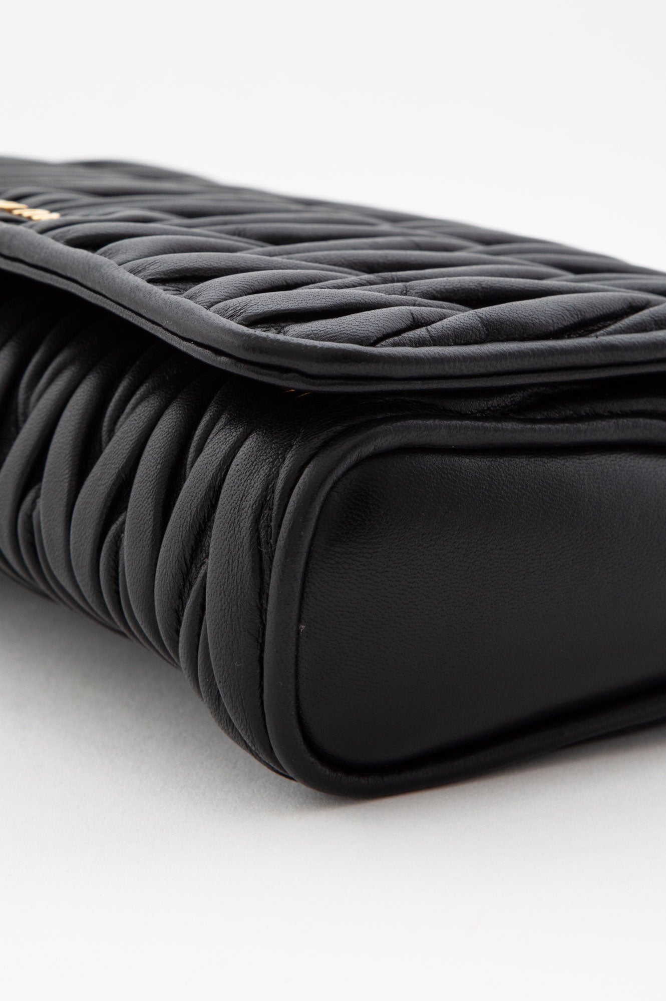 Miu Miu Black Nappa Leather Matelassé Crossbody Bag