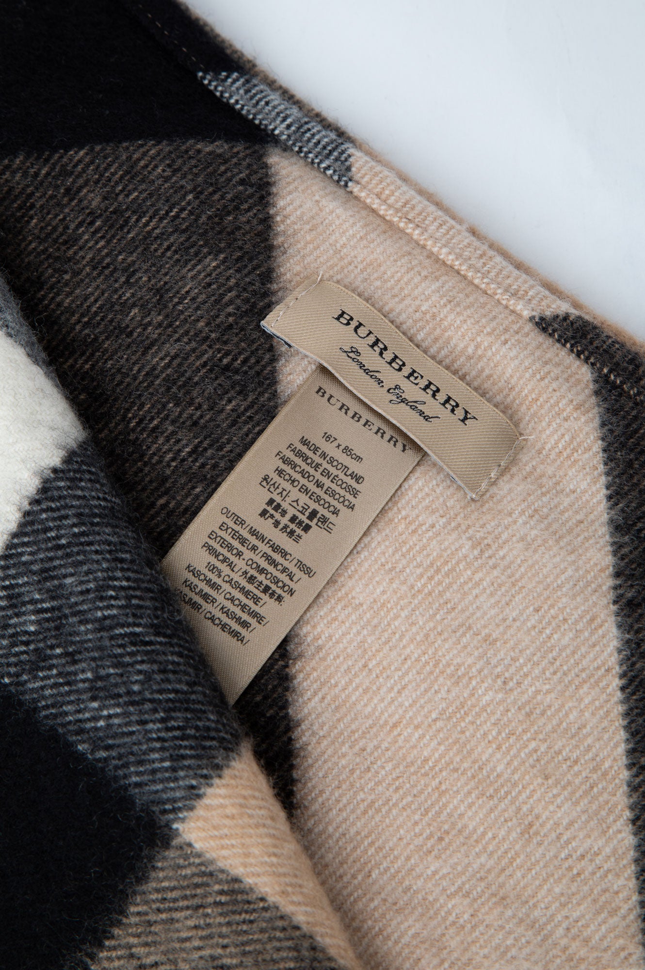 Burberry Camel Check Cashmere Triangle Bandana Scarf