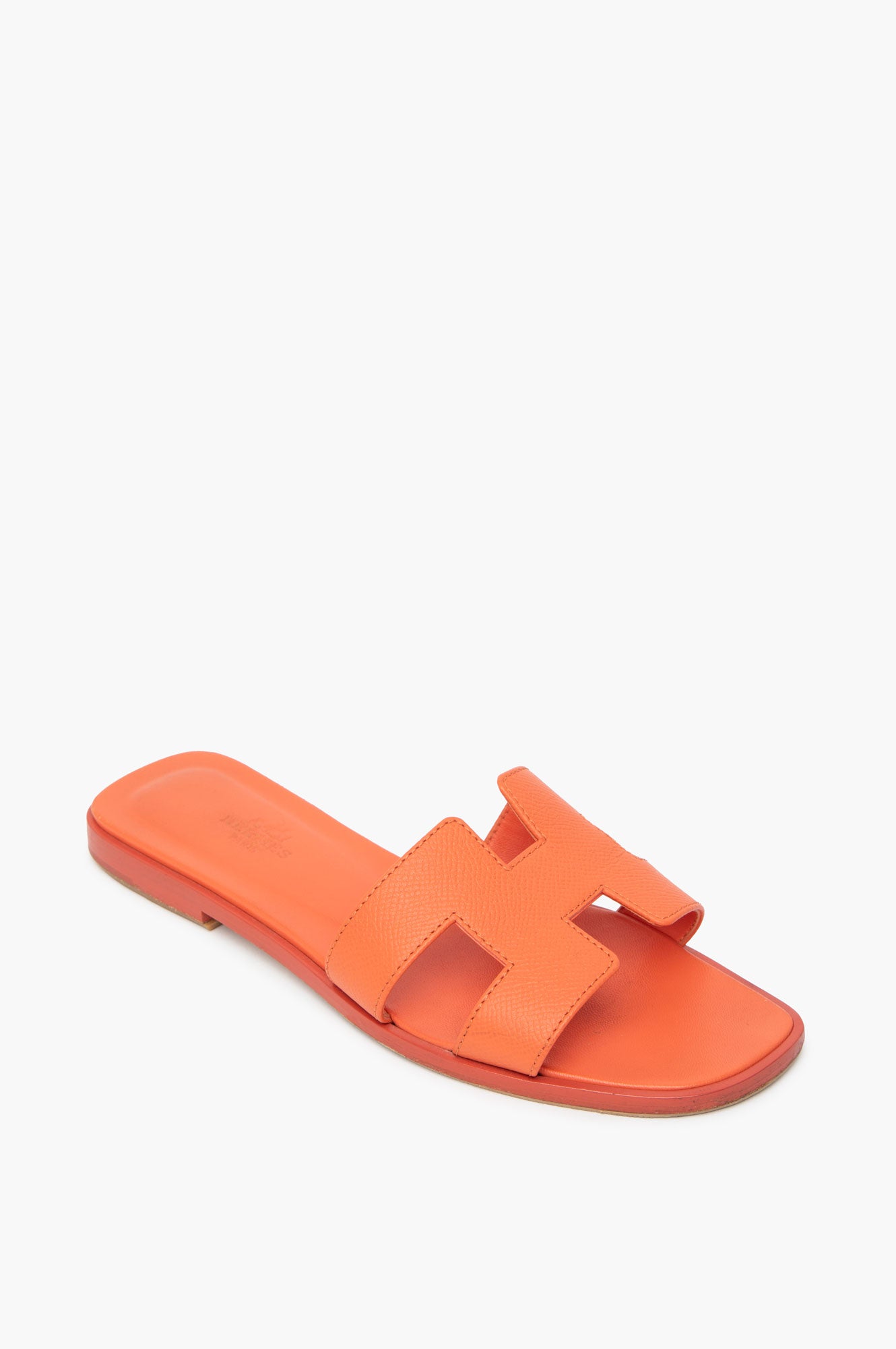 Hermès Orange Epsom Oran Sandals Size 37