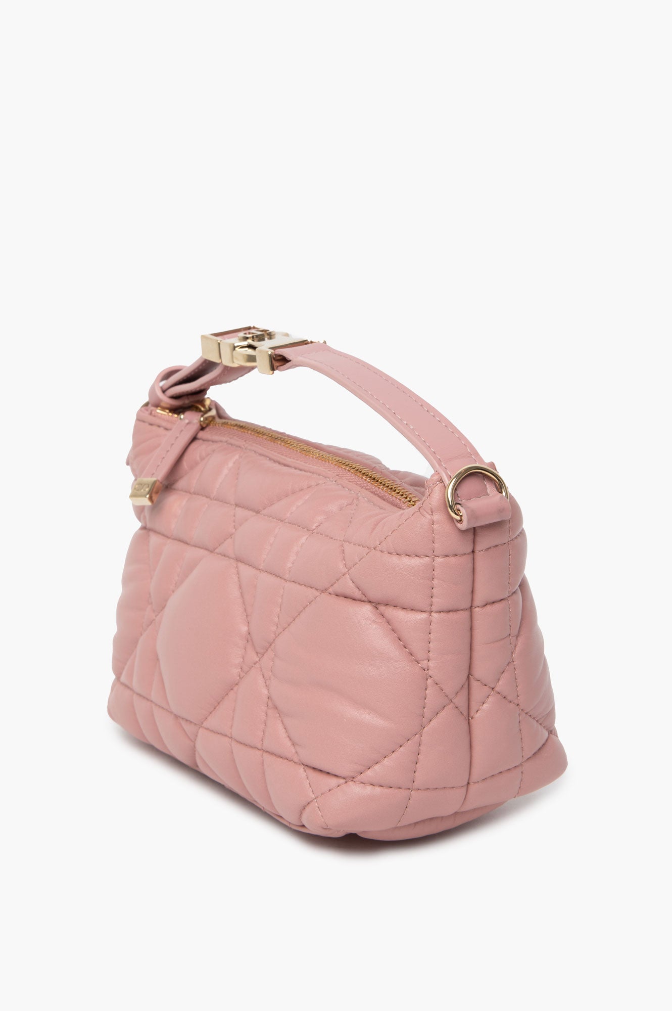 Christian Dior Pink Calfskin Small Macrocannage Diortravel Nomad Pouch
