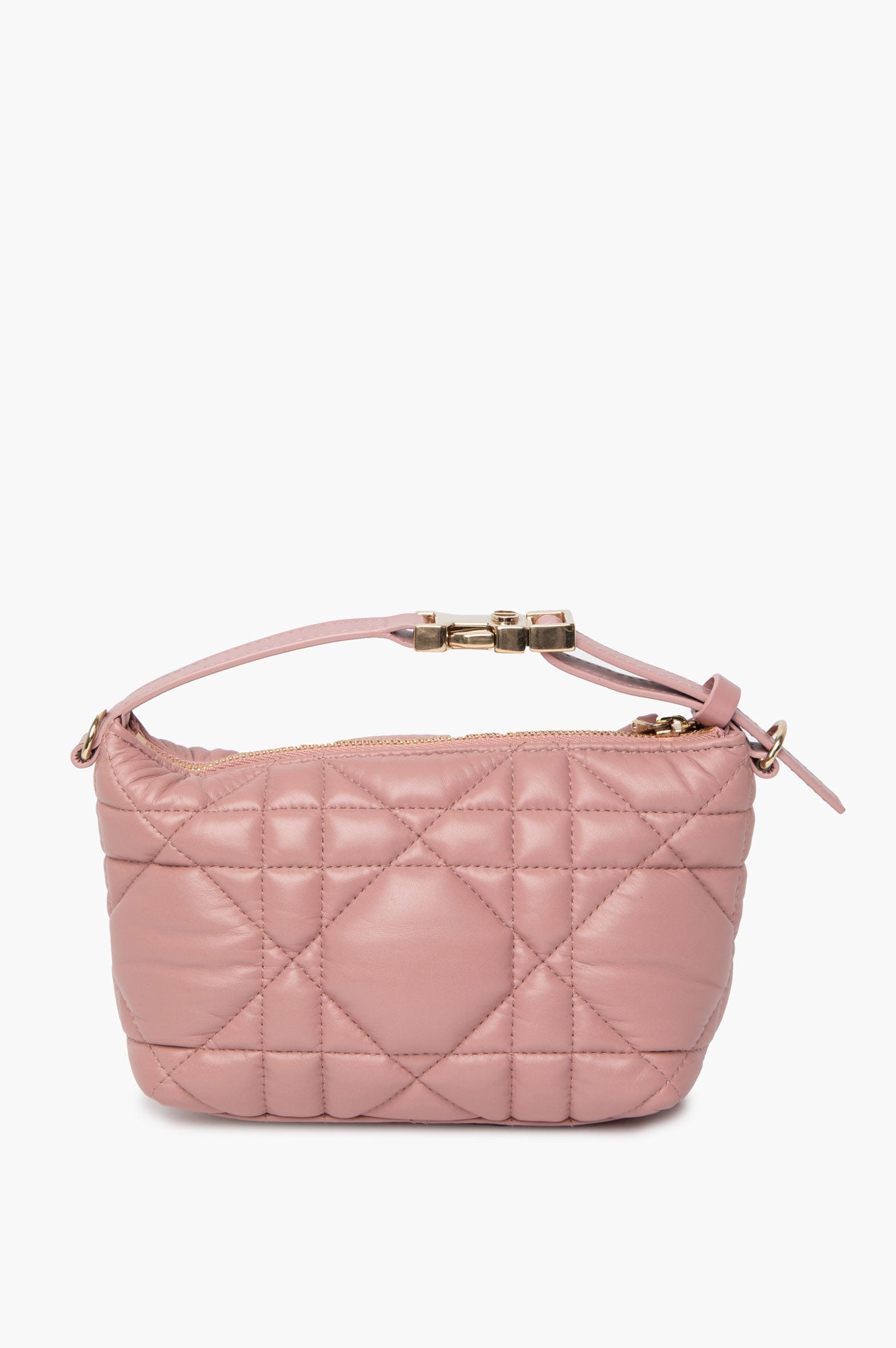 Christian Dior Pink Calfskin Small Macrocannage Diortravel Nomad Pouch