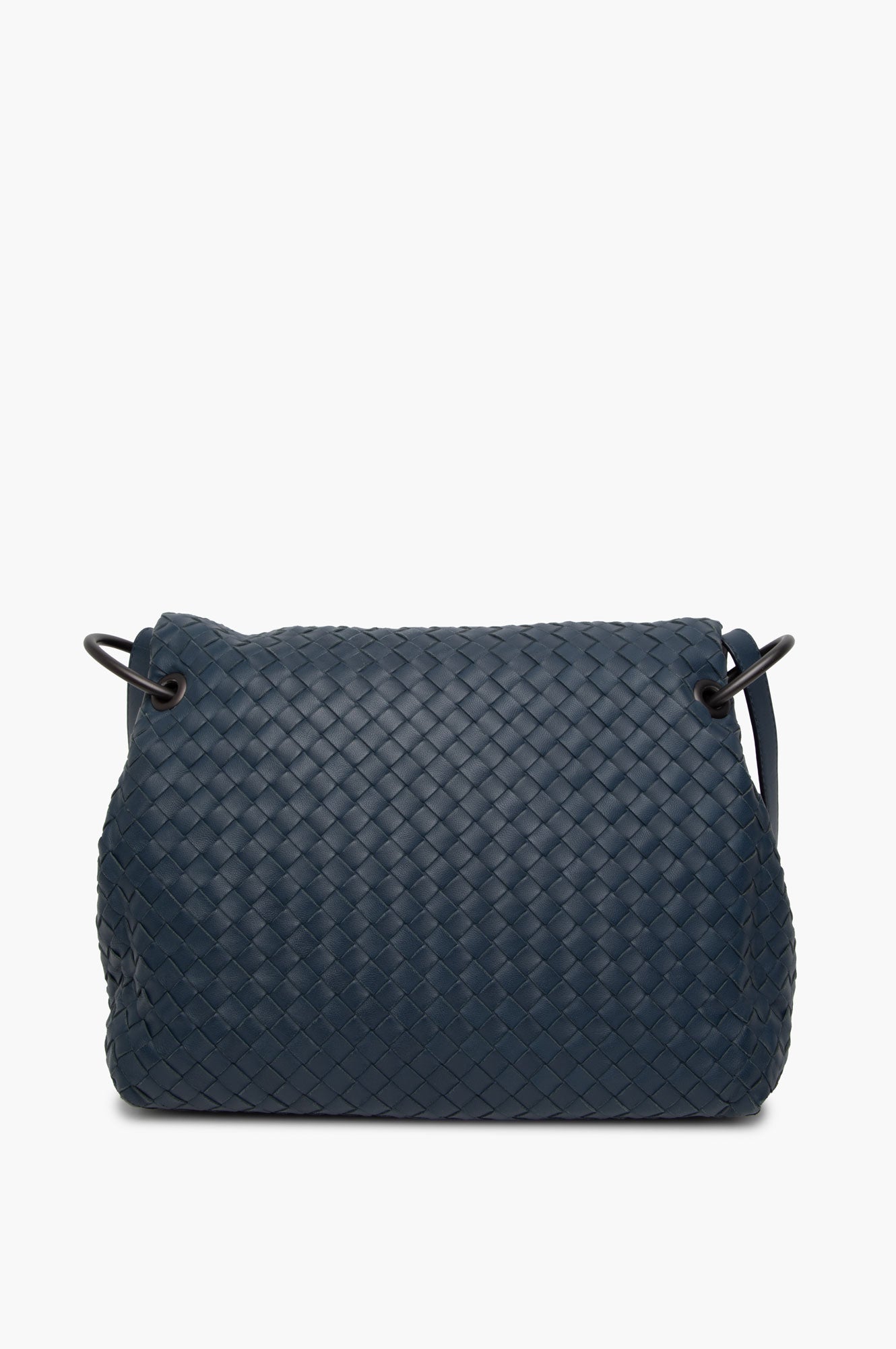 Bottega Veneta Blue Nappa Leather Intrecciato Shoulder Bag