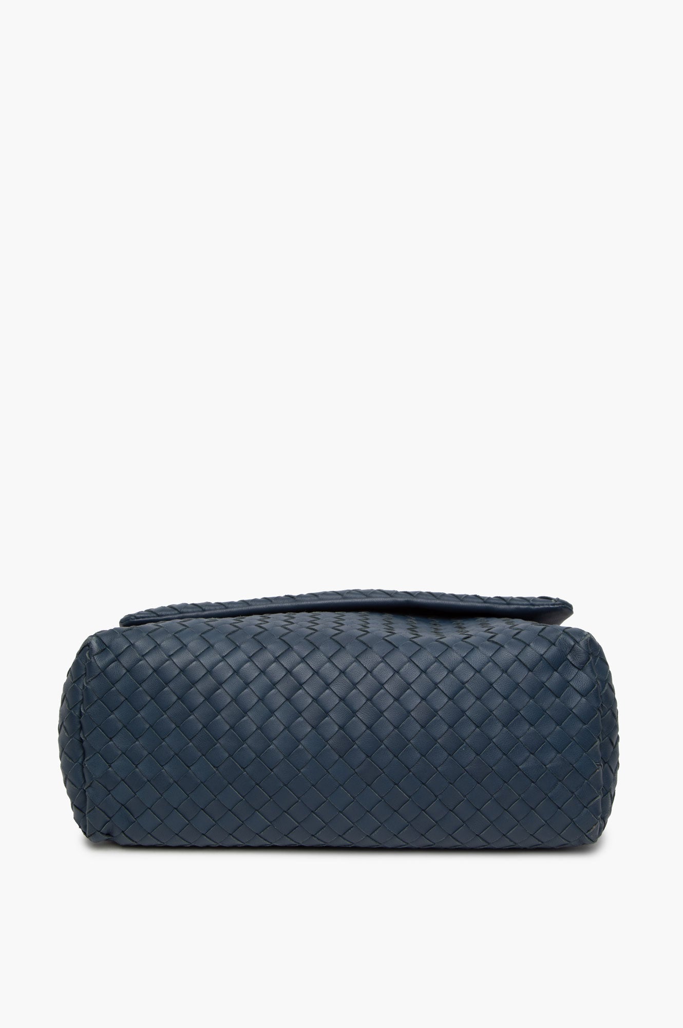 Bottega Veneta Blue Nappa Leather Intrecciato Shoulder Bag