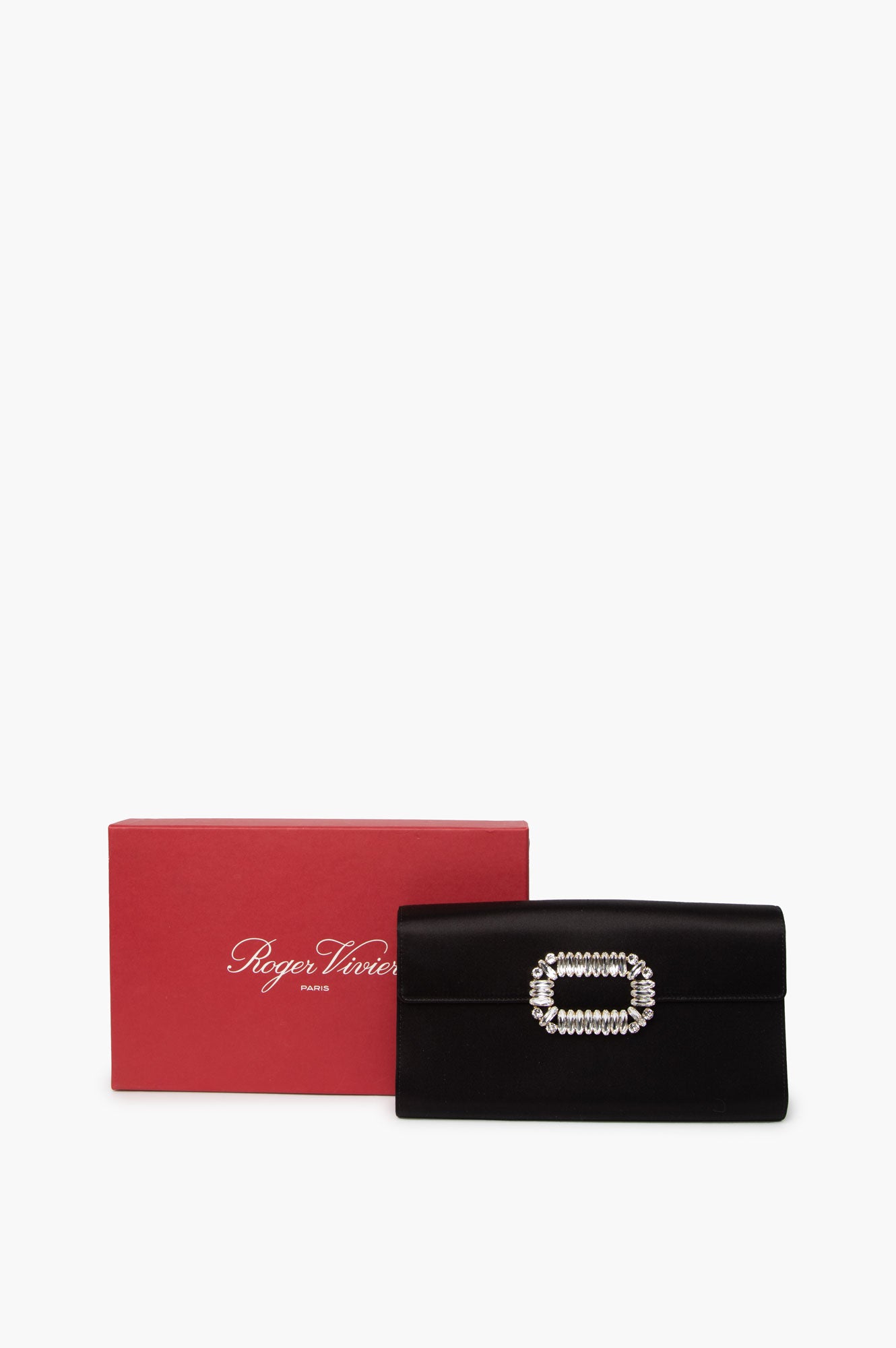 Roger Vivier Black Sexy Choc Clutch In Satin
